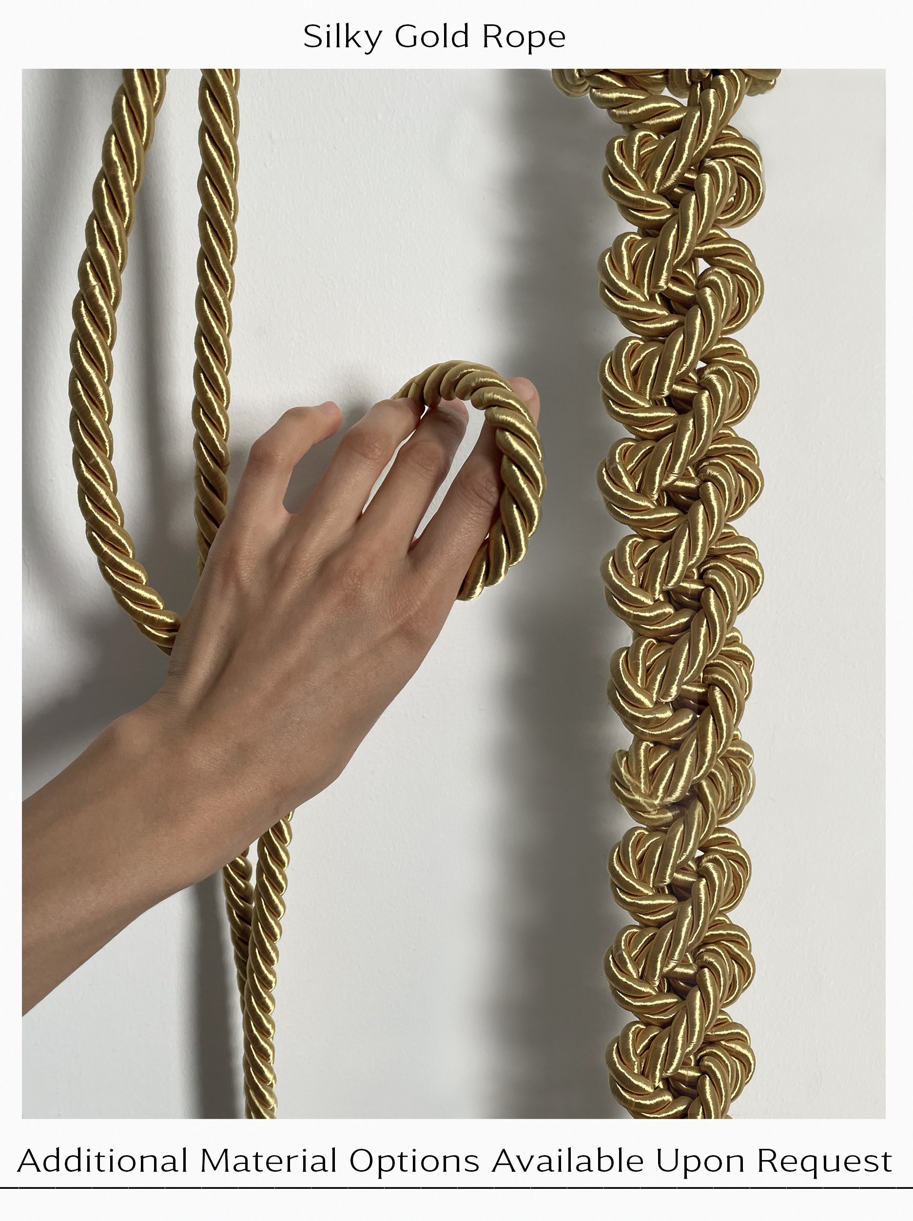gold macrame, gold wall hanging, milla novo macrame, milla novo wall hanging, milla novo art