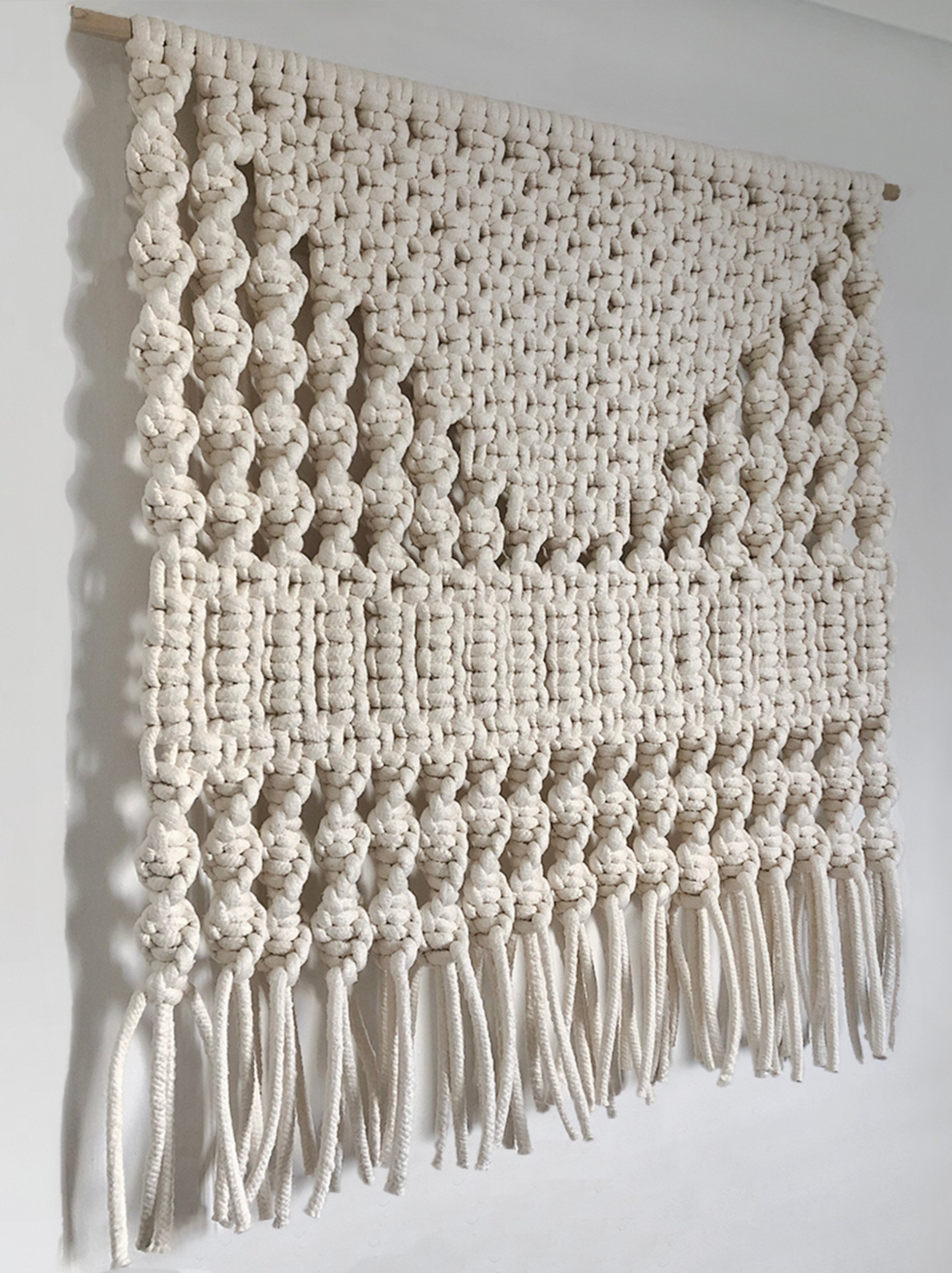 Natural White Wall Hanging, Modern+Macrame, Large White Wall Hanging, Contemporary Macrame Wall Art