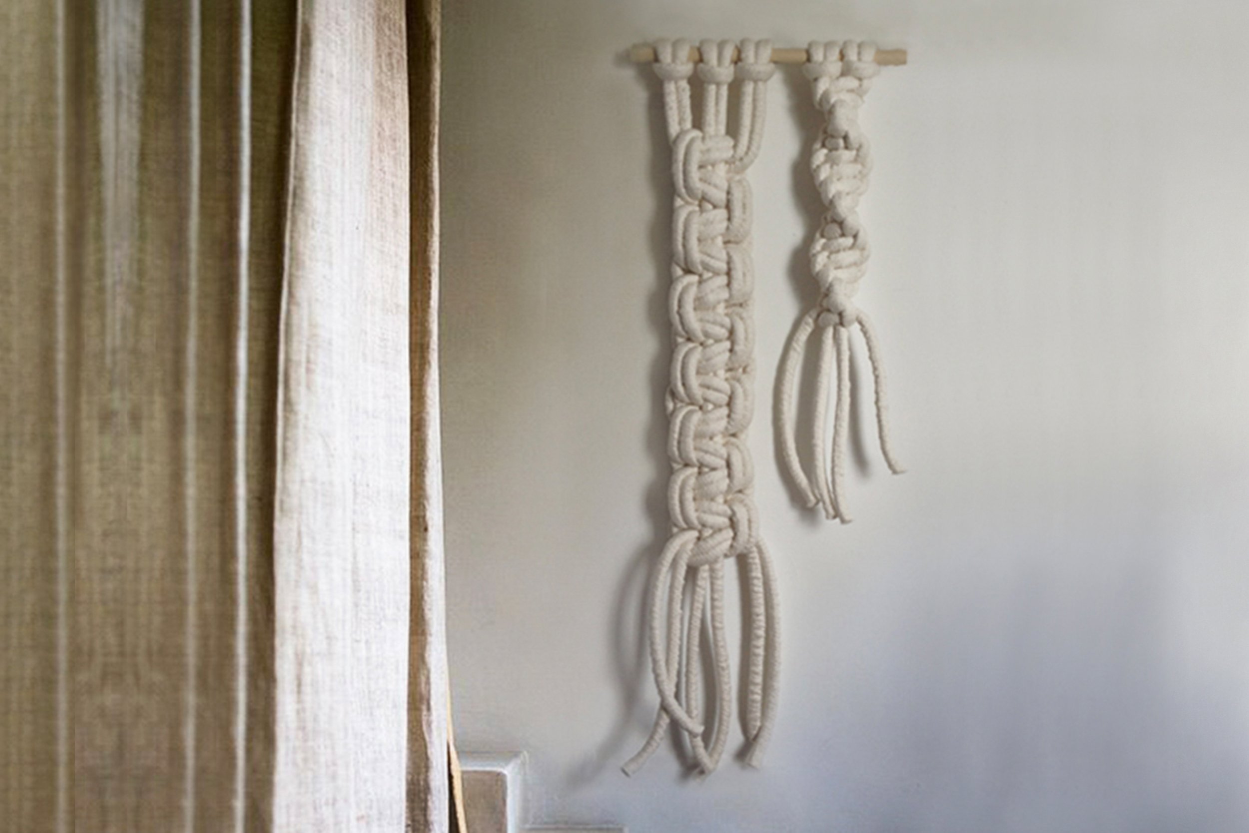 modern macrame wall hanging, simple macrame, white knotted wall art, contemporary fiber wall art, soft sculpture art