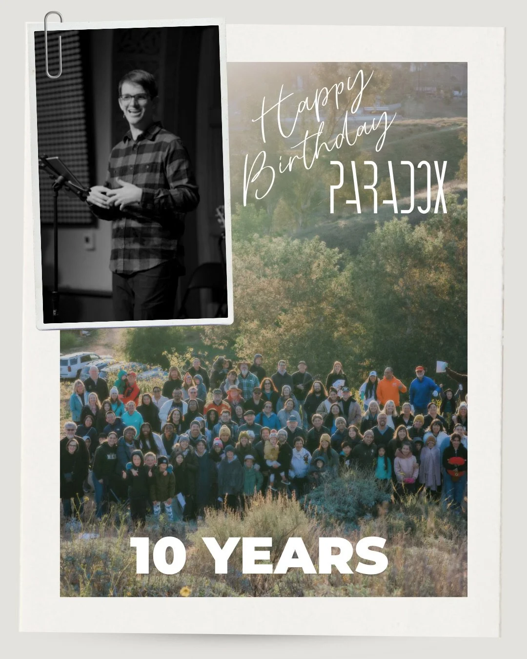 Join us tomorrow morning as we celebrate our 10-year anniversary! Service begins at 9:45 AM, followed by delicious cake by Tammy Seheult. Then keep the celebration going at our party from 3&ndash;7 PM. Let us know if you need the address, we can&rsqu