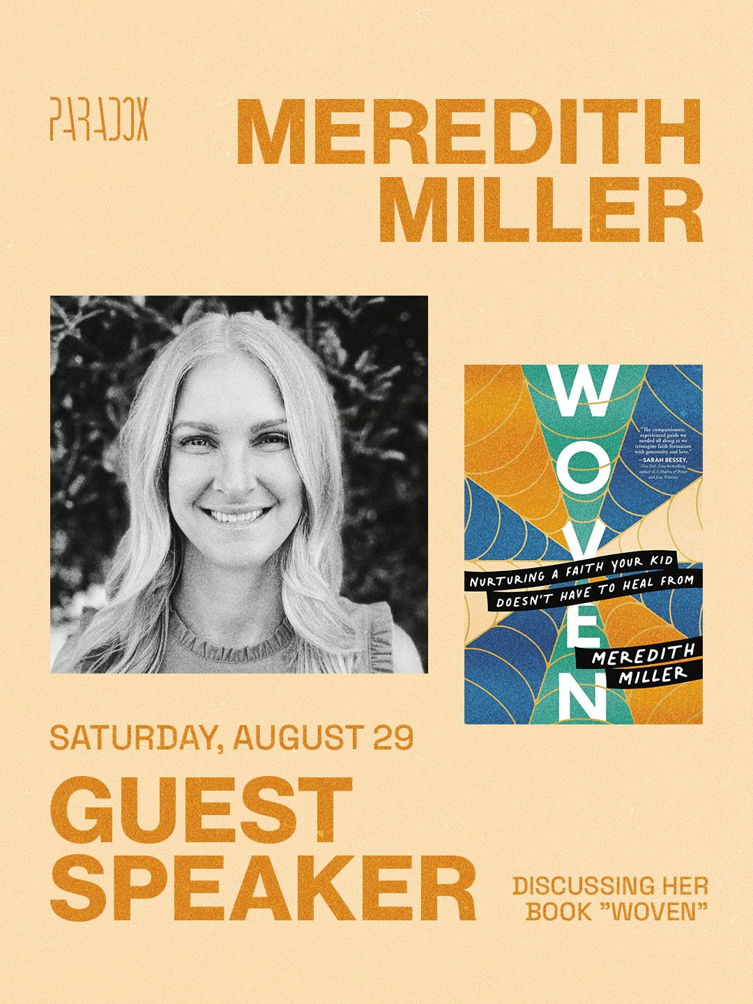 We are so excited to be welcoming author, Meredith Miller, to speak at our church on Saturday, August 29! She will be discussing her book, Woven.
ㅤ
ABOUT MEREDITH
ㅤ
Meredith Miller is a mom, pastor, and author with decades of focus on kids and family