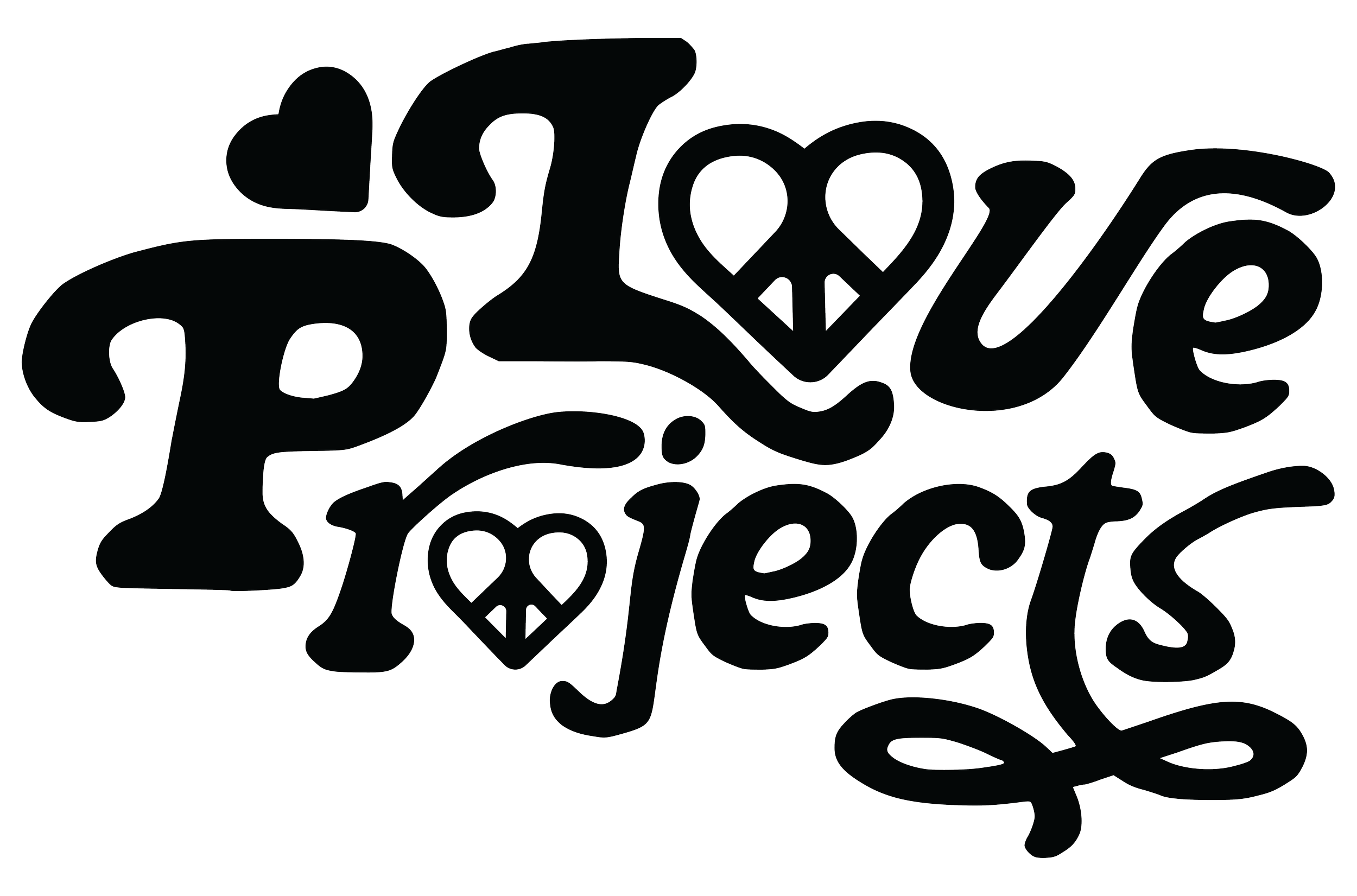 Black text reading 'Love Project' with hearts and skulls incorporated into the design.