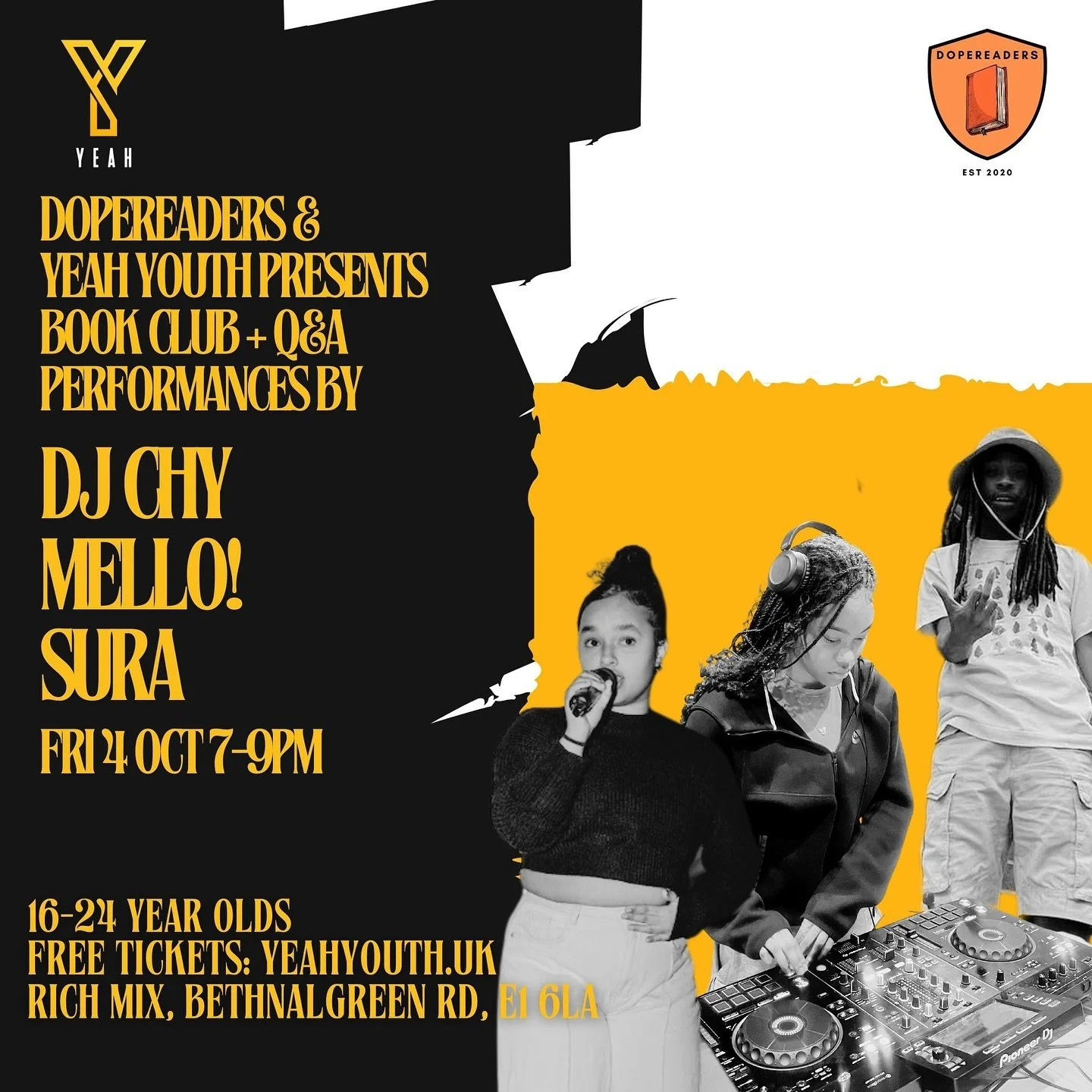 This Friday there is a EXCLUSIVE TO YOUNG PEOPLE event for young people by @yeahyouthuk to learn about Darcus Beese journey and encourage young people to get into books and reading. Our young people are passionate music heads and creatives so a book 