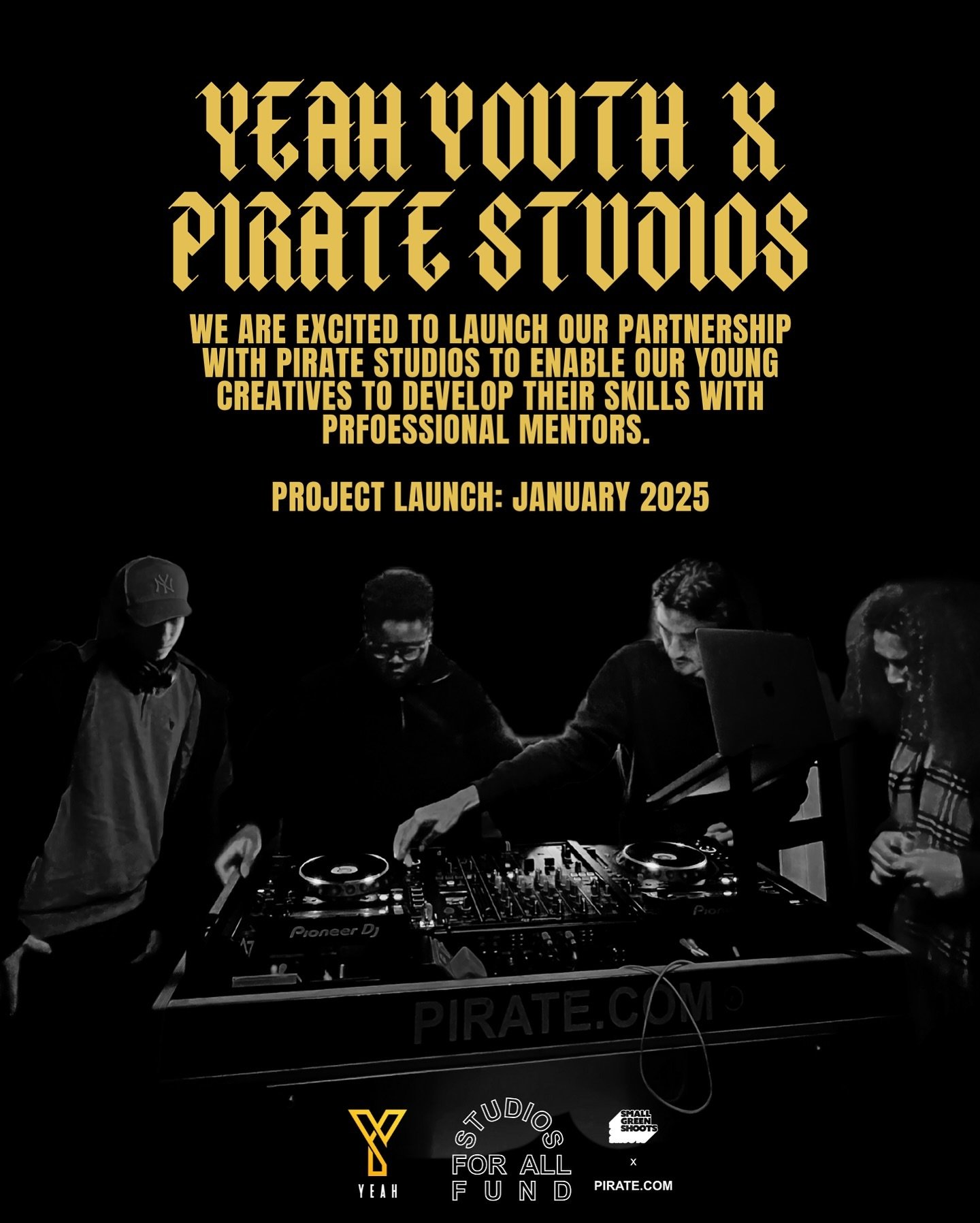 We&rsquo;re gassed to announce that we&rsquo;ve been selected as part of the Studios For All Fund by @pirateofficial in partnership with @smallgreenshoots! 🎉 Projects starts in January 2025 🫶

Funded by @TNLComFund
This scheme will support our @ye