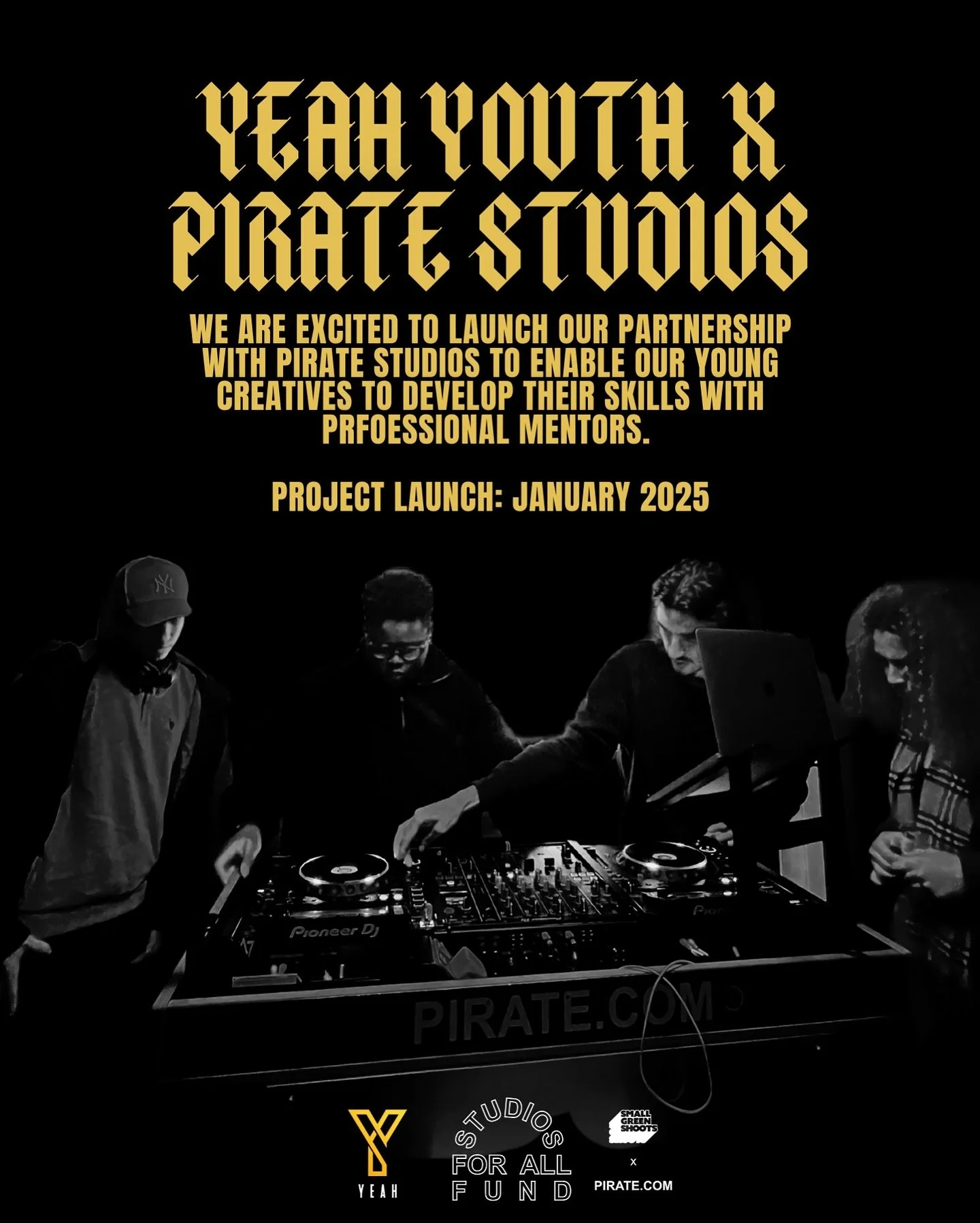 We&rsquo;re gassed to announce that we&rsquo;ve been selected as part of the Studios For All Fund by @pirateofficial in partnership with @smallgreenshoots! 🎉 Projects starts in January 2025 🫶

Funded by @TNLComFund
This scheme will support our @ye