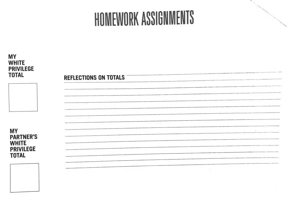 CRT Teacher Training in Wake Co NC Schools-Glenn Singletons Courageous Conversations Beyond Diversity excerpt 4 Homework Assignment White Privilege Total.JPG