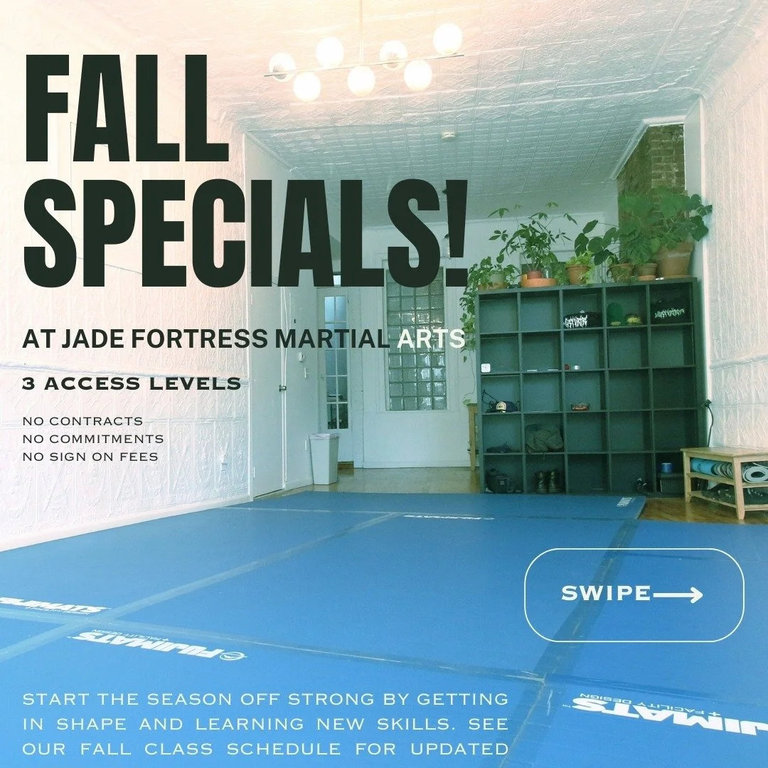 💥 We're back with a full class schedule starting September 1st + Fall deals!
🍂 All classes are $25 except for Jiujitsu Basics on Tuesdays which is sliding scale donation based. 
🔗 Improve yourself this Fall by getting in shape and learning new s