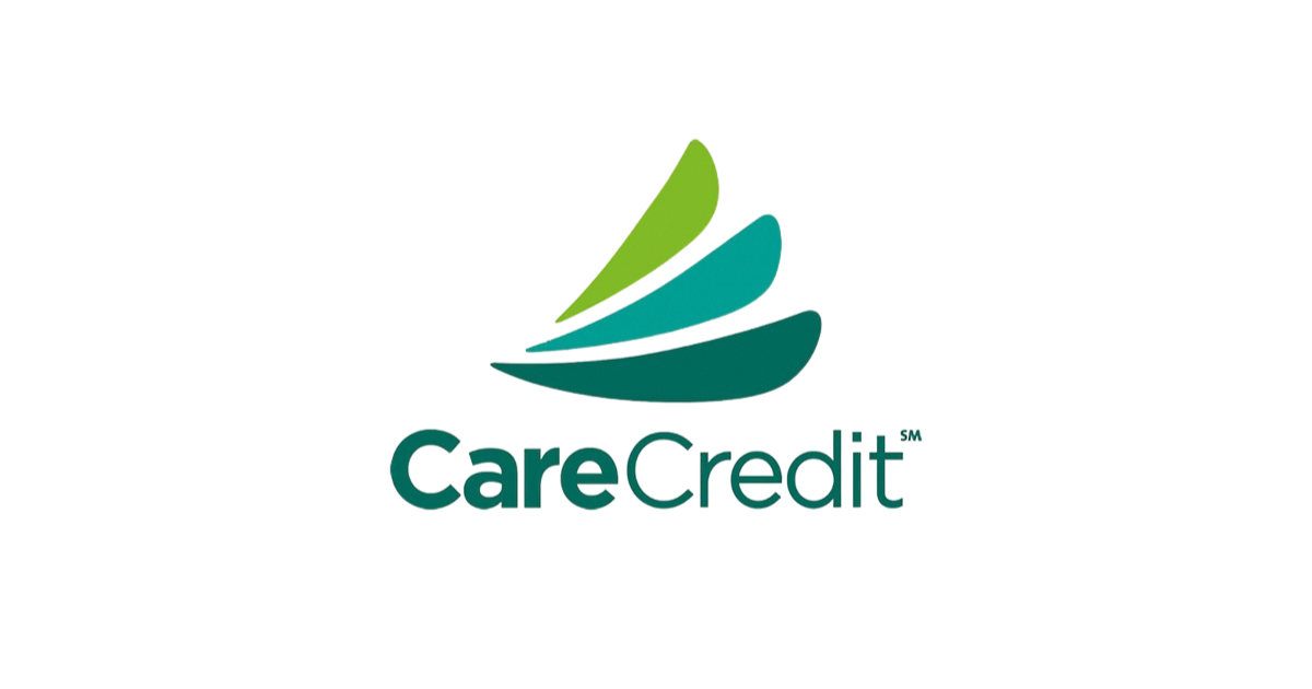 CareCredit logo with a stylized abstract shape resembling a sailboat in green, blue, and teal colors.