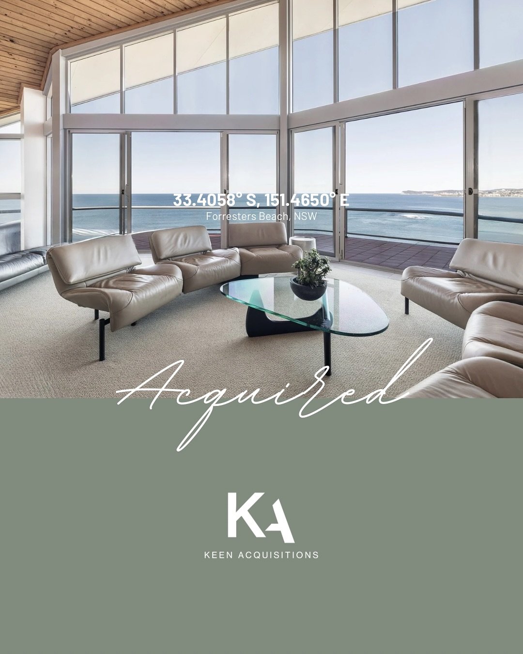 Acquired! So pumped to share we&rsquo;ve just secured a beautiful beachfront home in Forresters Beach for our clients, and this one&rsquo;s a special one.
They&rsquo;re based overseas and wanted something they could Airbnb for the next few years befo