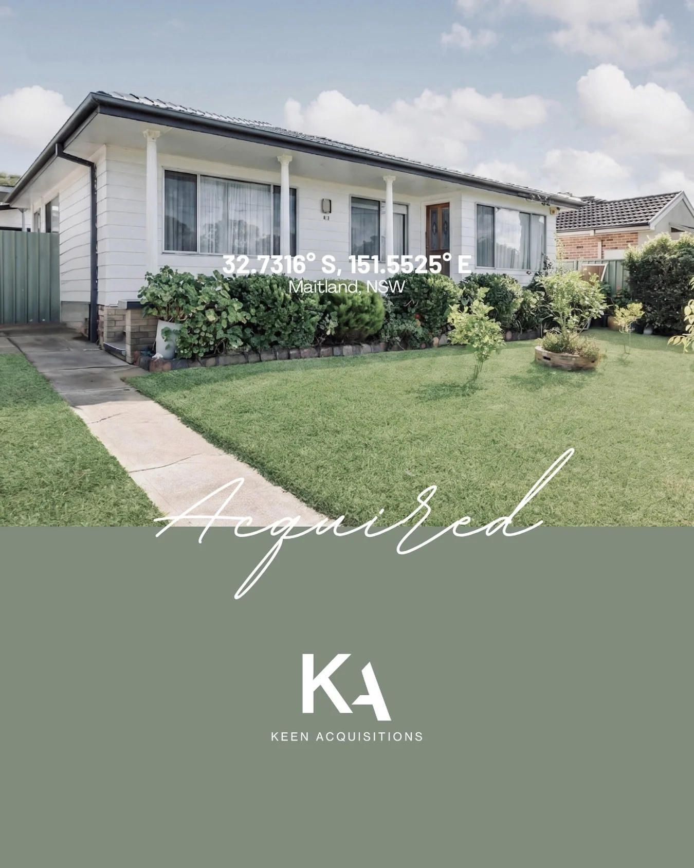 Acquired, off market! 🤫

So excited for my Sydney clients who have just secured their first investment property. Purchased off market for $750k, rent at $650 per week (4.5% yield). Three bed, one bath, two car garage on a level 500sqm block in a gro