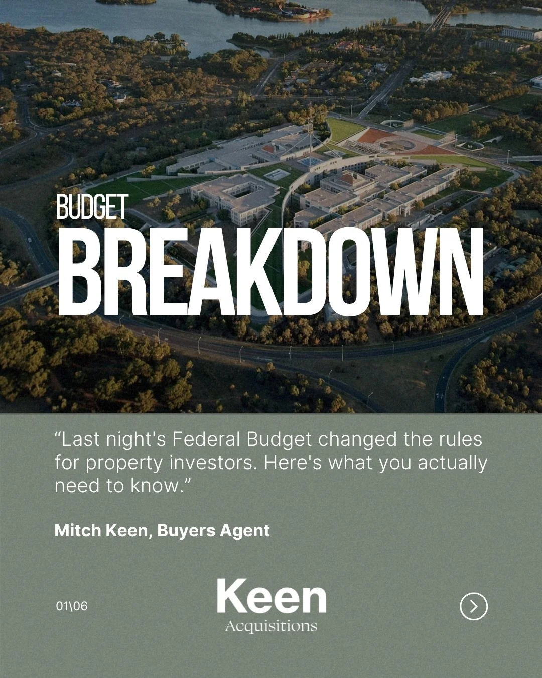 Last night&rsquo;s Federal Budget changed the rules for property investors. Here&rsquo;s my breakdown of the 5 key changes and what they actually mean for you, whether you&rsquo;re an investor, a first home buyer, or buying your family home. Swipe th