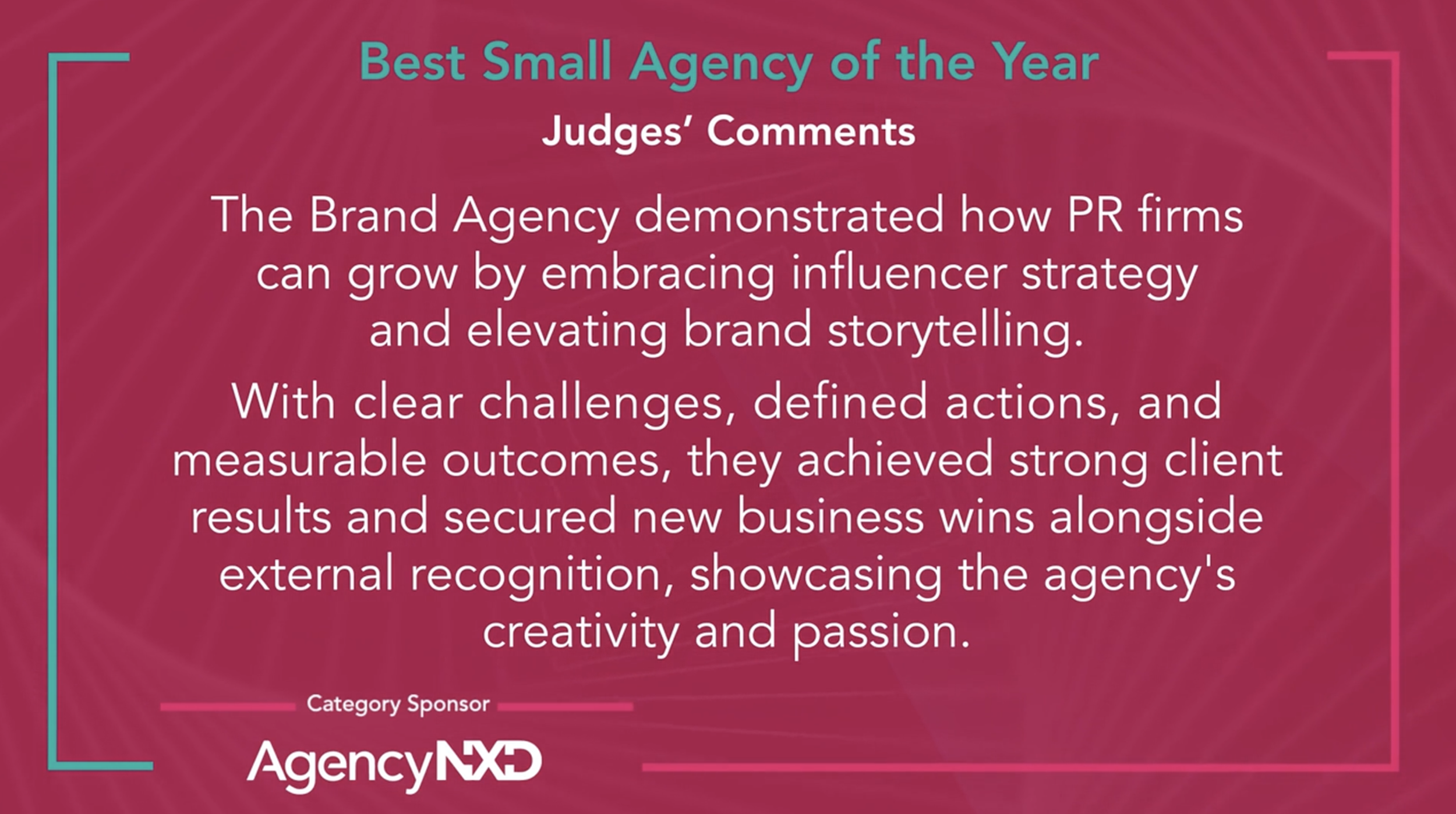 THE BRAND AGENCY WINS BEST SMALL AGENCY OF THE YEAR IN US AGENCY AWARDS 2025