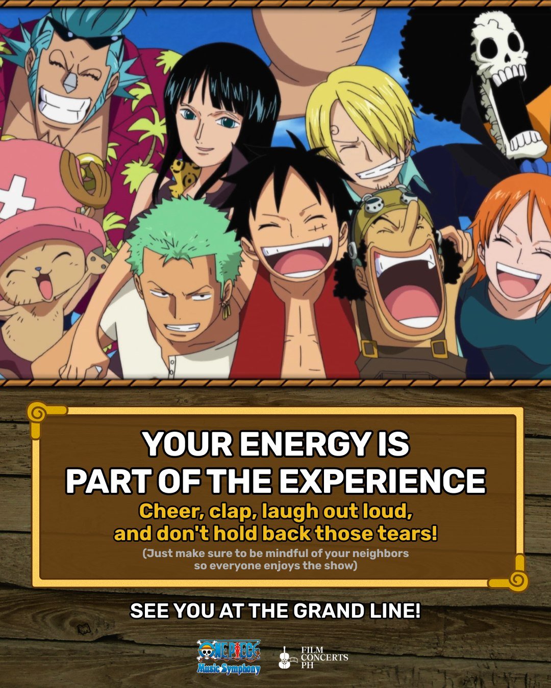 𝗧𝗼𝗺𝗼𝗿𝗿𝗼𝘄, we're sailing The Grand Line with the Straw Hat Crew at 𝐎𝐍𝐄 𝐏𝐈𝐄𝐂𝐄 𝐌𝐮𝐬𝐢𝐜 𝐒𝐲𝐦𝐩𝐡𝐨𝐧𝐲! 🏴&zwj;☠️ 

We still have limited tickets left, and our bundle promo is also available for you and your friends! Just grab 2 CAT 