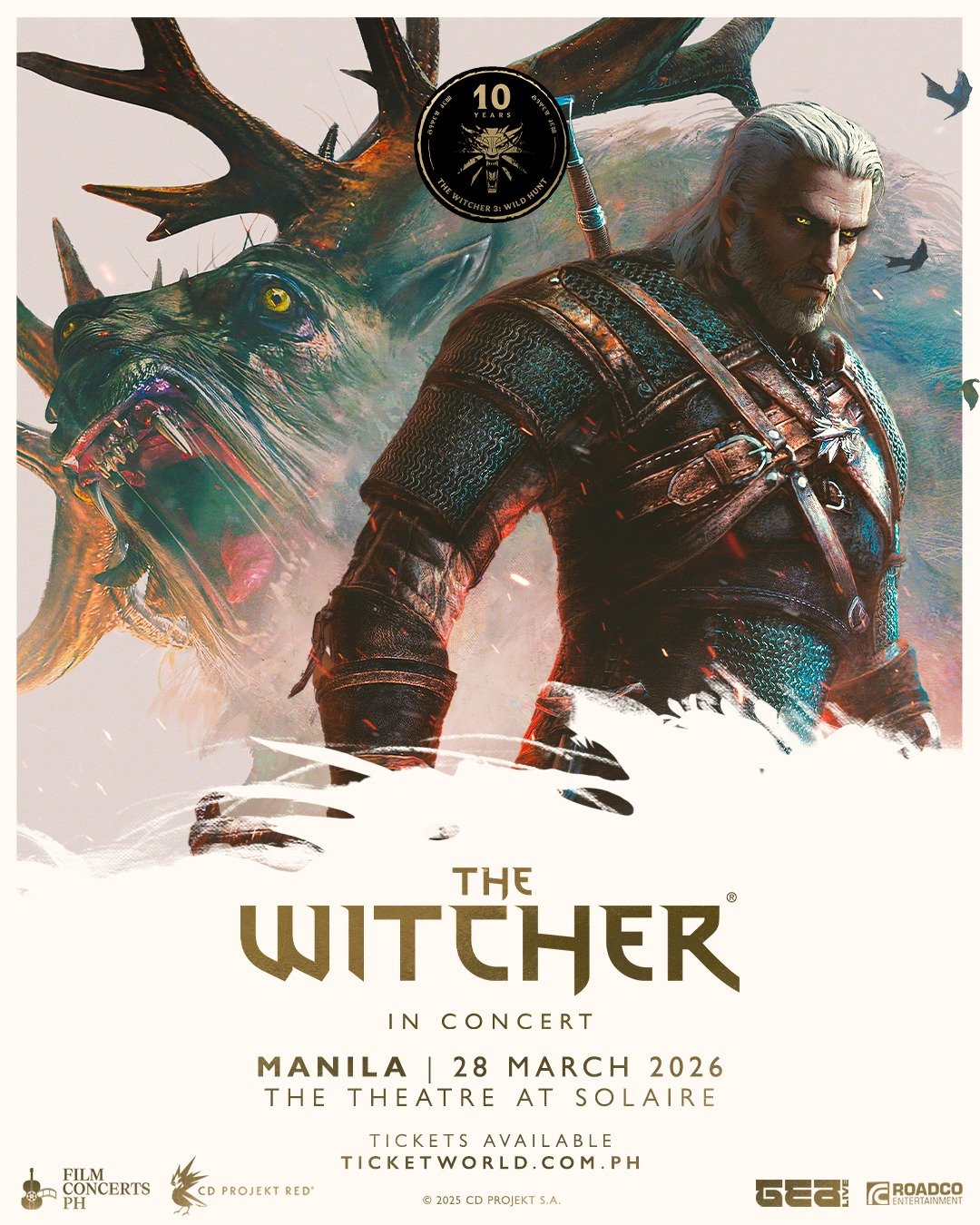 Step into the Continent with 𝐓𝐡𝐞 𝐖𝐢𝐭𝐜𝐡𝐞𝐫 𝐢𝐧 𝐂𝐨𝐧𝐜𝐞𝐫𝐭. ⚔️

Film Concerts PH in collaboration with @cdprojektred, @gea__live, and @roadcoentertainment, present a symphonic concert in celebration of the 10th year anniversary of The Wit