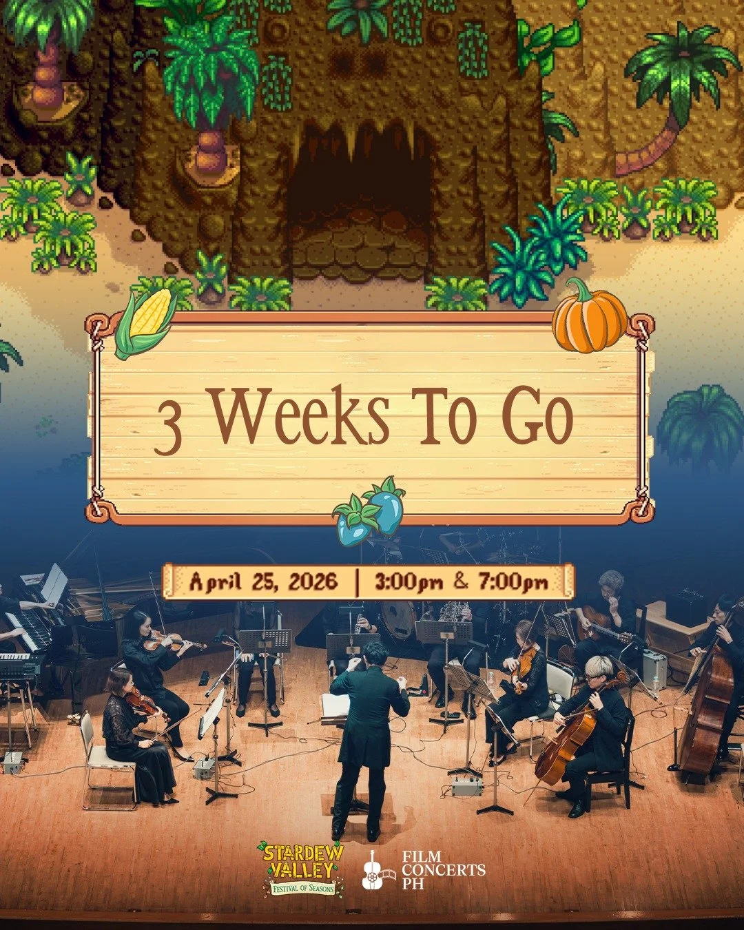 Only 𝟯 𝘄𝗲𝗲𝗸𝘀 left before the sounds of the valley fill the theatre in 𝐒𝐭𝐚𝐫𝐝𝐞𝐰 𝐕𝐚𝐥𝐥𝐞𝐲: 𝐅𝐞𝐬𝐭𝐢𝐯𝐚𝐥 𝐨𝐟 𝐒𝐞𝐚𝐬𝐨𝐧𝐬! 🧑&zwj;🌾 

We can't wait to see fellow farmers and villagers at these show times:
🌾 April 25, 2026, 3:00 