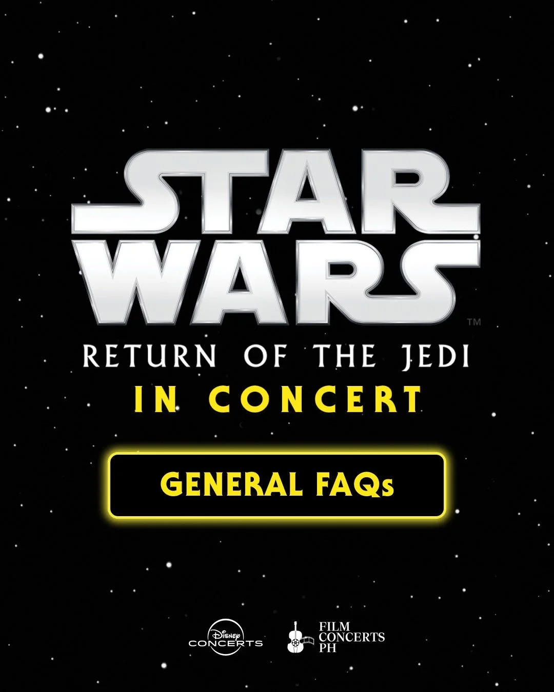 Calling all, Jedis!

We know you have questions, and we have the answers. Here's everything you need to know before you take your seat in the galaxy. ✨

 #StarWarsInConcertPH #ReturnoftheJedi #StarWars #StarWarsPH #FilmConcertsPH #FilmConcerts