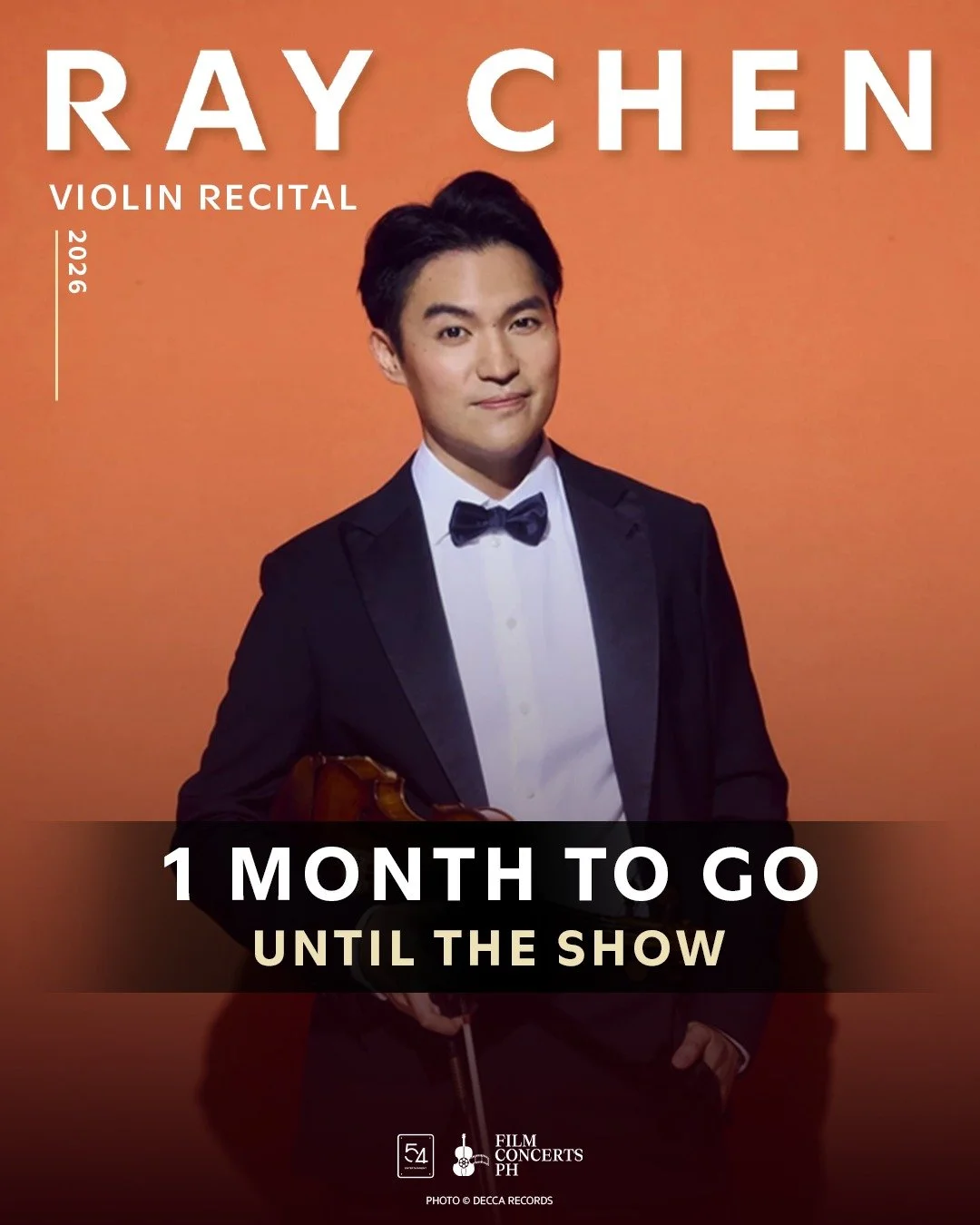 𝟭 𝗺𝗼𝗻𝘁𝗵 𝘁𝗼 𝗴𝗼 before 𝐑𝐚𝐲 𝐂𝐡𝐞𝐧 returns to Manila for his 𝘀𝗼𝗹𝗱-𝗼𝘂𝘁 𝗿𝗲𝗰𝗶𝘁𝗮𝗹, one of the most anticipated classical music events of the year. 

 ​​​🎻 June 10, 2026, 7:30 PM 
📍Proscenium Theater at Rockwell

#RayChen #Conc