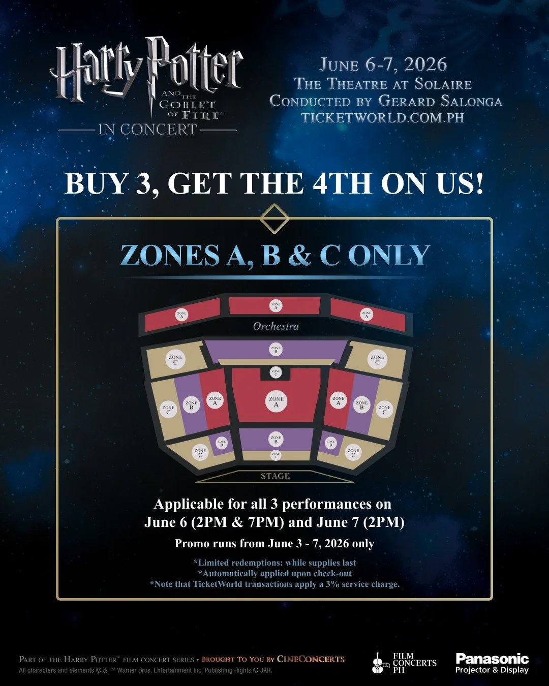 In 𝟯 𝗱𝗮𝘆𝘀, we witness the trials of the Triwizard Champions in 𝐇𝐚𝐫𝐫𝐲 𝐏𝐨𝐭𝐭𝐞𝐫 𝐚𝐧𝐝 𝐭𝐡𝐞 𝐆𝐨𝐛𝐥𝐞𝐭 𝐨𝐟 𝐅𝐢𝐫𝐞&trade; 𝐢𝐧 𝐂𝐨𝐧𝐜𝐞𝐫𝐭! 🪄

⚡️ Gather your fellow witches and wizards with our bundle promo: 𝗕𝘂𝘆 𝟯 𝘁𝗶𝗰𝗸𝗲