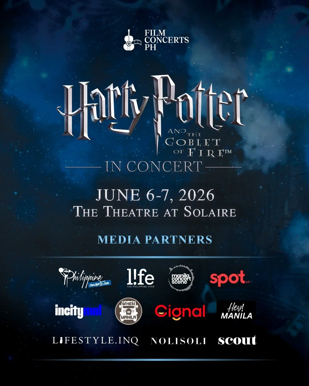 The magic behind 𝐇𝐚𝐫𝐫𝐲 𝐏𝐨𝐭𝐭𝐞𝐫 𝐚𝐧𝐝 𝐭𝐡𝐞 𝐆𝐨𝐛𝐥𝐞𝐭 𝐨𝐟 𝐅𝐢𝐫𝐞&trade; 𝐢𝐧 𝐂𝐨𝐧𝐜𝐞𝐫𝐭 would not have been possible without the support of our media partners. Thank you for helping bring the Triwizard Tournament to life! 

See y