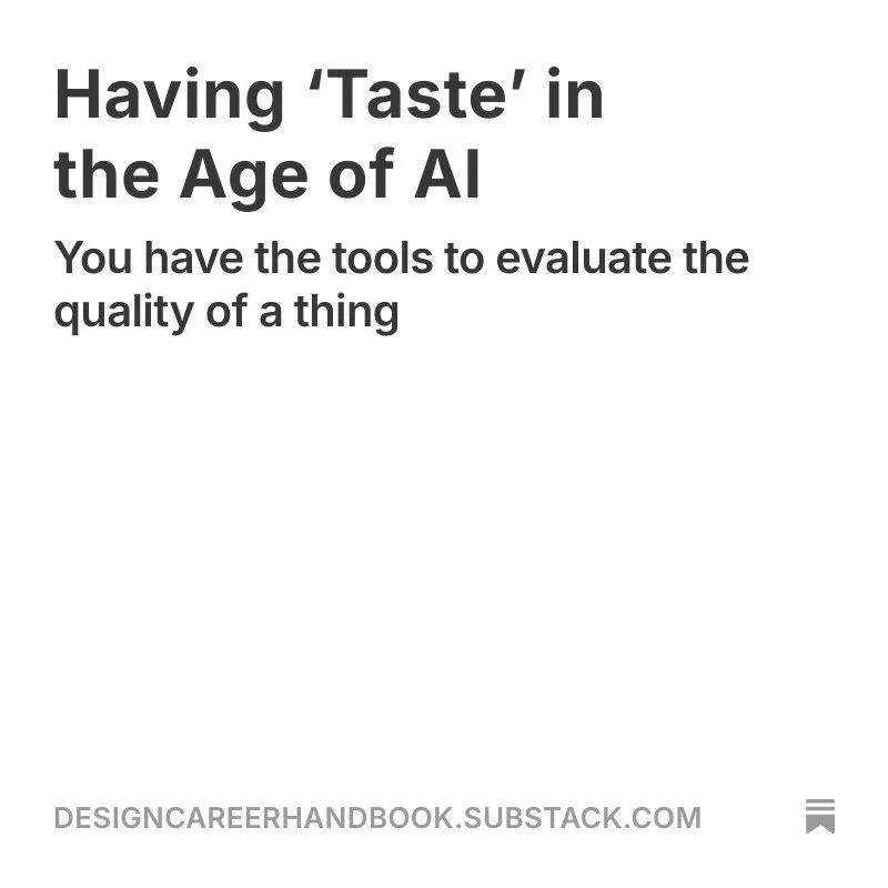 Having 'Taste' in the Age of AI