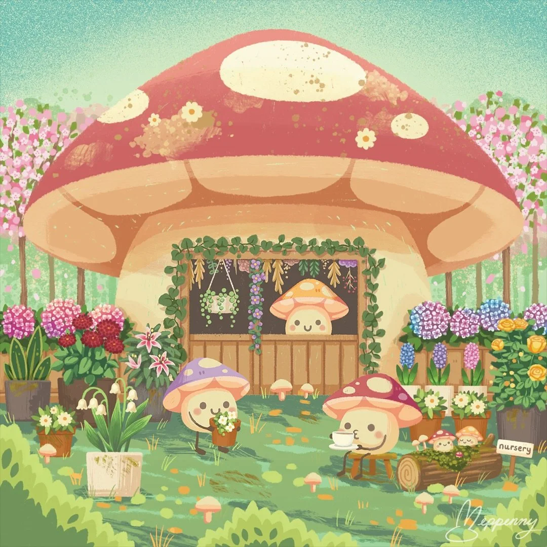 🌷🪴🍄 let&rsquo;s bloom 🍄🌻🪻

Gentle reminder that the SPRING REFRESH event in my sh🌸p and the signup deadline for April&rsquo;s p&auml;tre🐤n snail mail club is in 2 days 💕
.
.
.
#illustration #cuteart #mushrooms