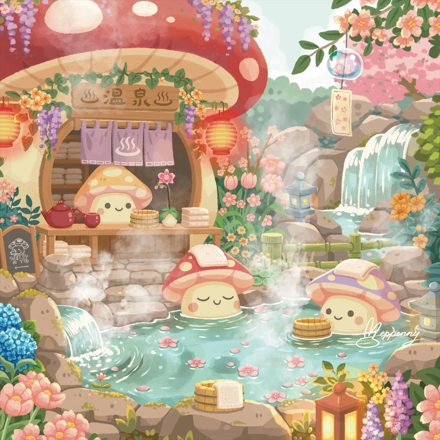 relax 😌🌸🍄♨️

This illustration of a cute and peaceful mushroom onsen is our patr&euml;on art print for May &ndash; it is only available through our Print Club or Guardian tier for a limited time. Signups for May happy mail is APRIL 30th, so that i
