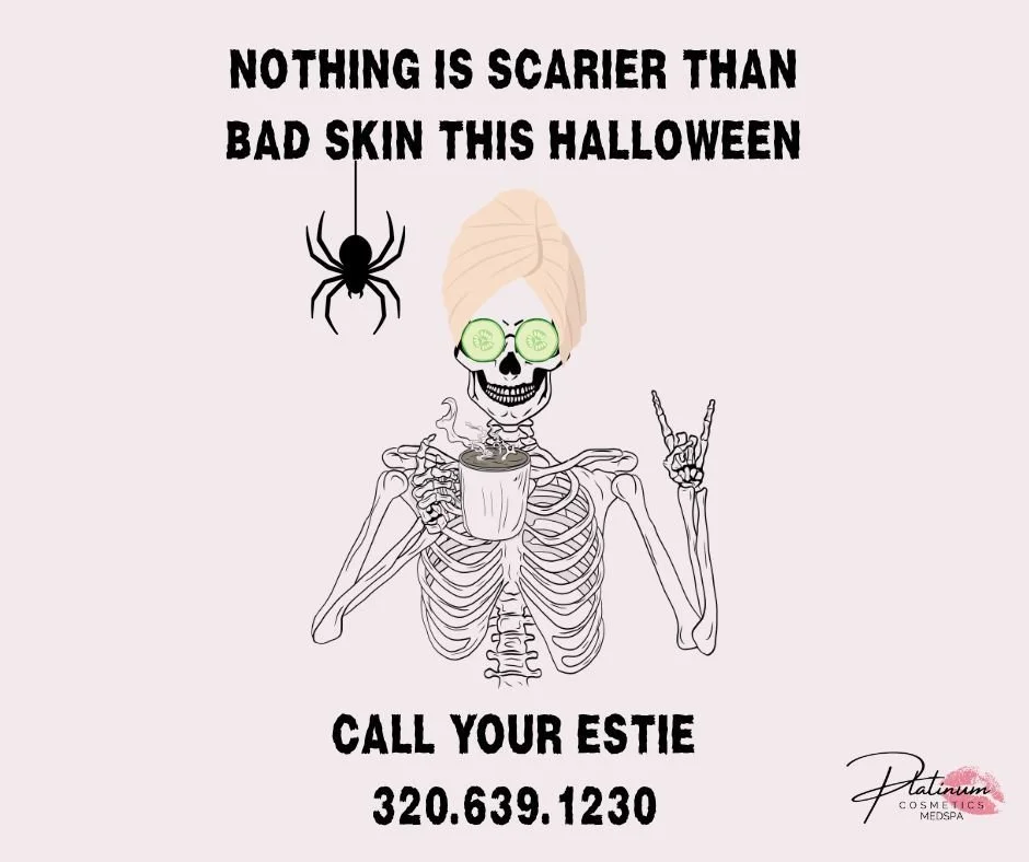 👻🎃 Nothing is scarier than bad skin this Halloween! 🎃👻

Don&rsquo;t let dull, tired skin haunt you this season &mdash; call your Estie and book your Zombie Facial (or any of our customized facials) today! 🧟&zwj;♀️✨

Treat yourself to glowing, re
