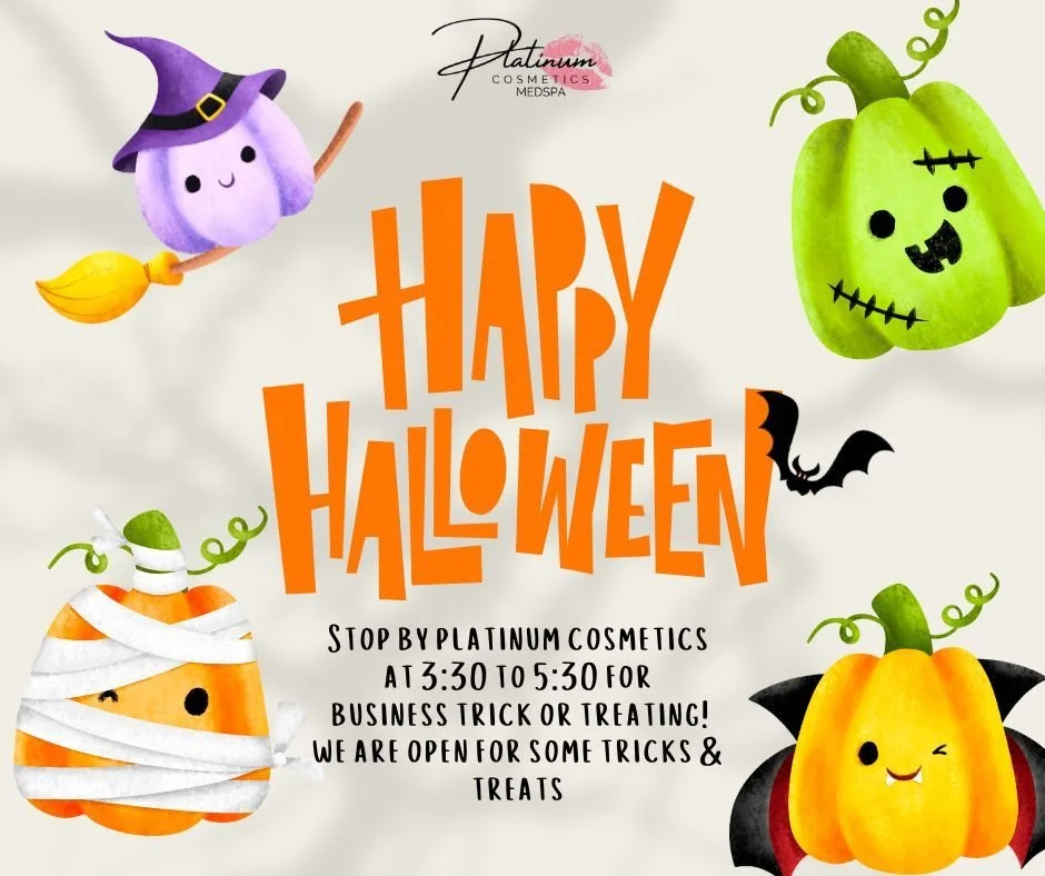 🎃👻 Stop by Platinum Cosmetics this Halloween! 🕸️✨

We&rsquo;re joining in on the Business Trick-or-Treating fun from 3:30 PM to 5:30 PM! 🍬🧡

Come by for some tricks, treats, and spooky fun &mdash; we can&rsquo;t wait to see all the cute, creepy,
