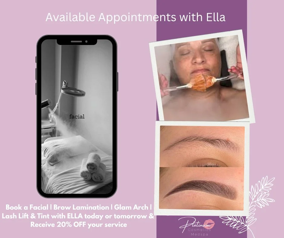 ✨ Appointments Available with Ella! ✨

Book today or tomorrow and enjoy 20% OFF your service &mdash; yes, any service! 💗

Ella&rsquo;s schedule is opening up just for a moment, and these spots will go fast. If you&rsquo;ve been wanting a glow-up, a 