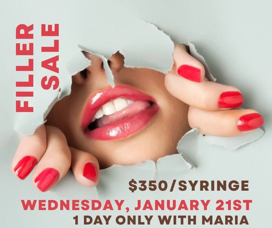 💋✨ Lip &amp; Cheek Filler SPECIAL with Maria ✨💉
📅 Wednesday, January 21st

Looking to plump, define, and refresh your look? Maria is offering a Lip &amp; Cheek Filler Deal for ONE DAY ONLY!

⏰ Limited availability &mdash; some time slots may not b