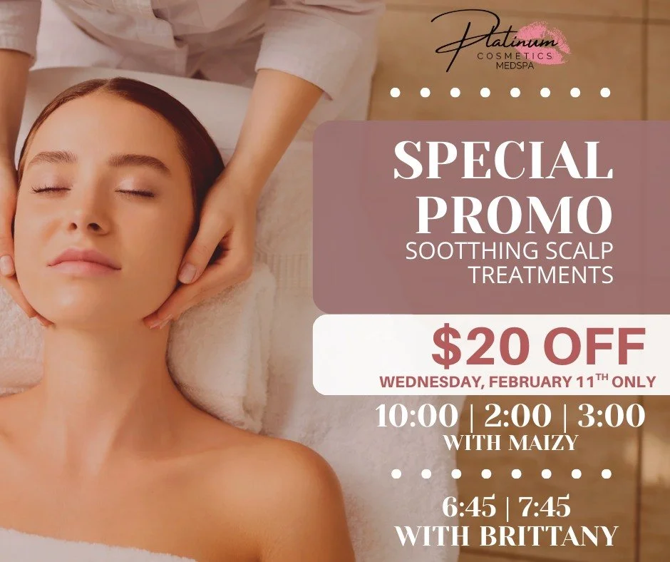 ✨ Soothe Your Scalp Tomorrow ✨Wednesday, February 11th

Give your scalp (and your mind) some serious TLC with our soothing scalp treatments&mdash;available tomorrow only 💆&zwj;♀️💫

🗓 Tomorrow&rsquo;s Openings:
Maizy: 10:00 AM &bull; 2:00 PM &bull;
