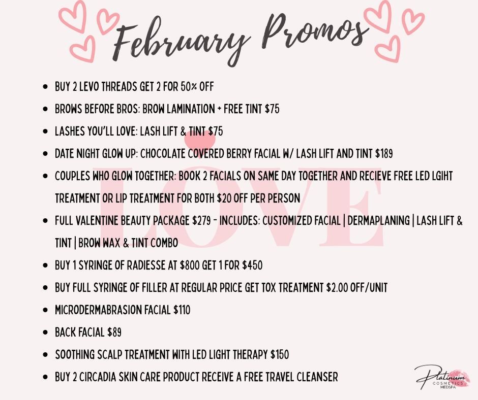 🚨 LAST CHANCE 🚨

February is almost over and so are these AMAZING deals 👀💕

You can call to purchase now and use later &mdash; because who knows when these promos will be back?!

✨ Buy 2 Levo Threads, get 2 for 50% OFF
✨ Brows Before Bros &ndash;