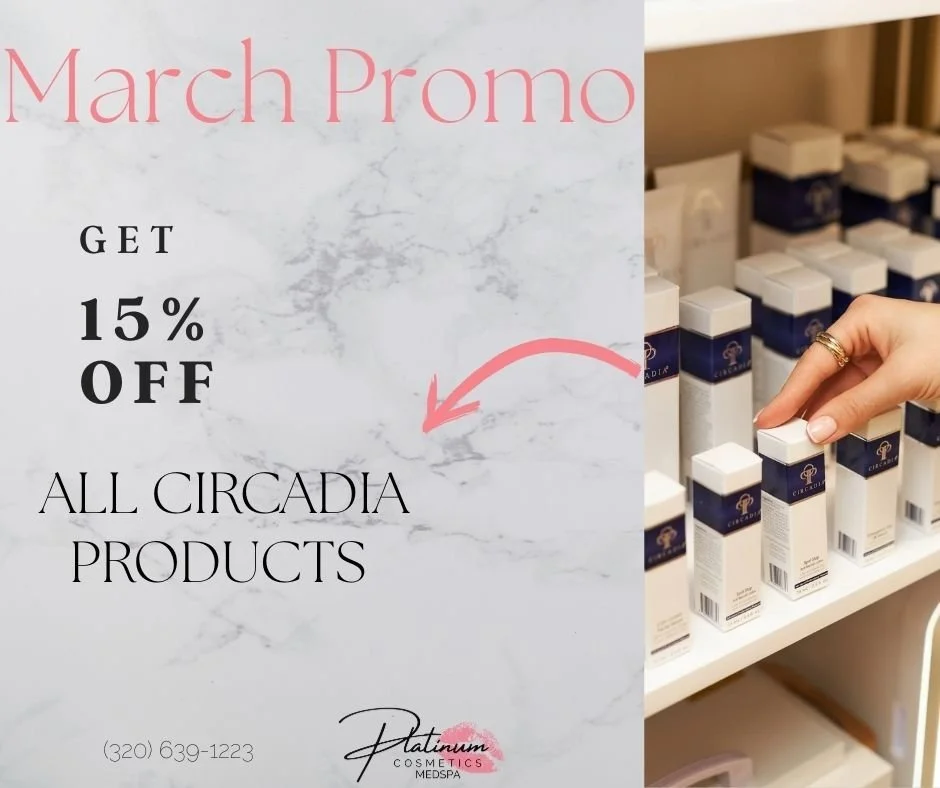 March Skincare Savings ✨

Enjoy 15% OFF all Circadia products all month long 🙌

Stock up on your favorites, refresh your routine, and keep your glow going at home.

Healthy skin doesn&rsquo;t stop at your appointment &mdash; this is the perfect time