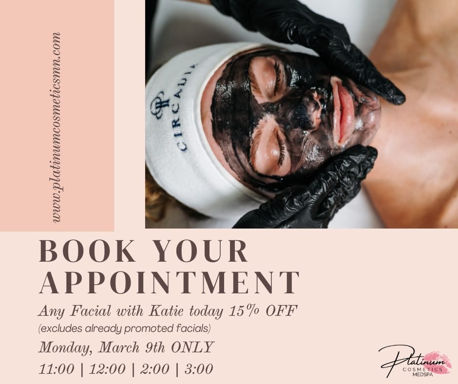 ✨ TODAY ONLY &mdash; March 9th! ✨

Treat your skin and save with Katie today!
💆&zwj;♀️ 15% OFF ANY FACIAL
(Excludes already sale-priced facials)

Give your skin the glow it deserves with a relaxing, results-driven facial. Whether you need hydration,