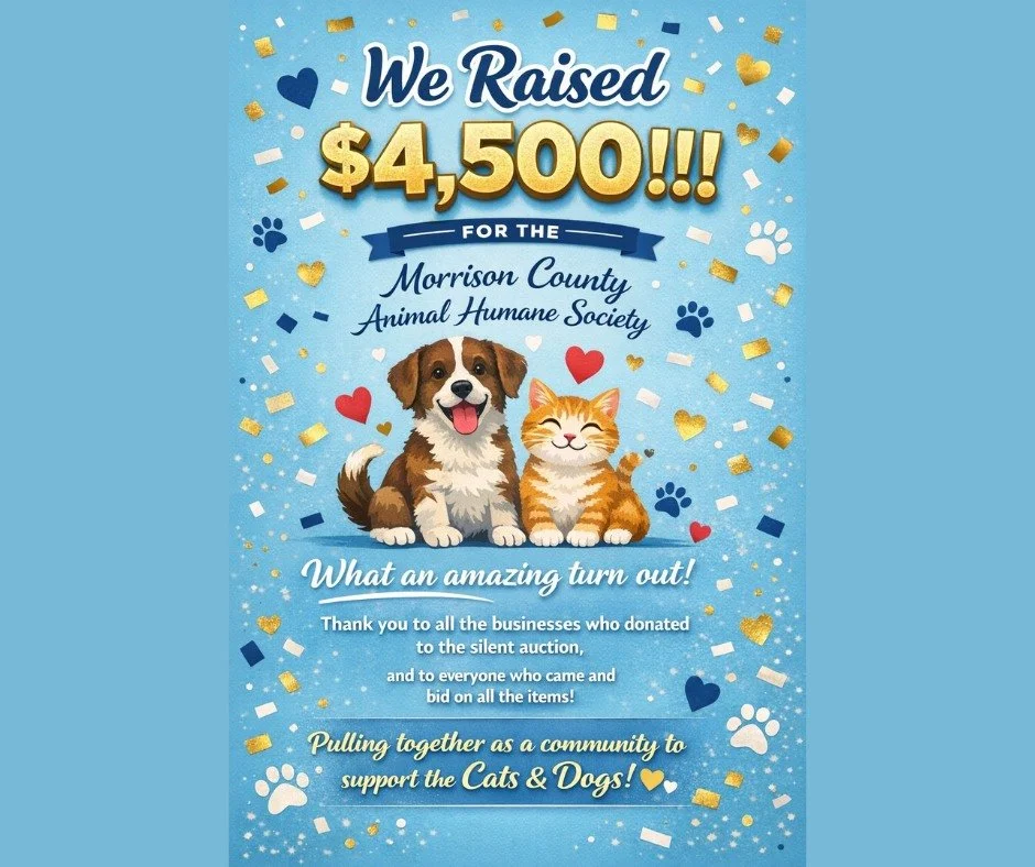 🐾 What an Incredible Night for the Morrison County Animal Humane Society! 🐾

Our February 20th event was an amazing success &mdash; together we raised $4,500!! 🎉

We are so grateful for the incredible community support that made this possible. Tha