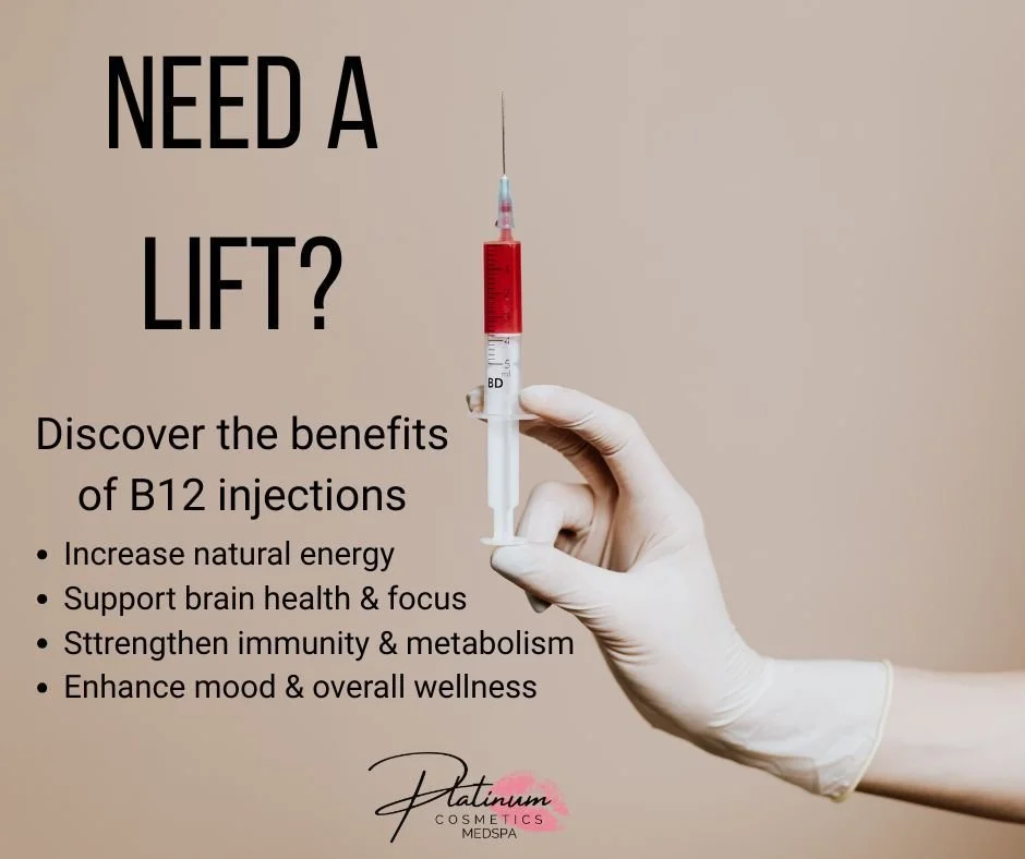 💉 Boost Your Body with B12 Injections ✨

Feeling tired, foggy, or just a little run down? B12 injections are a quick and effective way to give your body the support it needs from the inside out.

Because B12 is delivered directly into your system, y