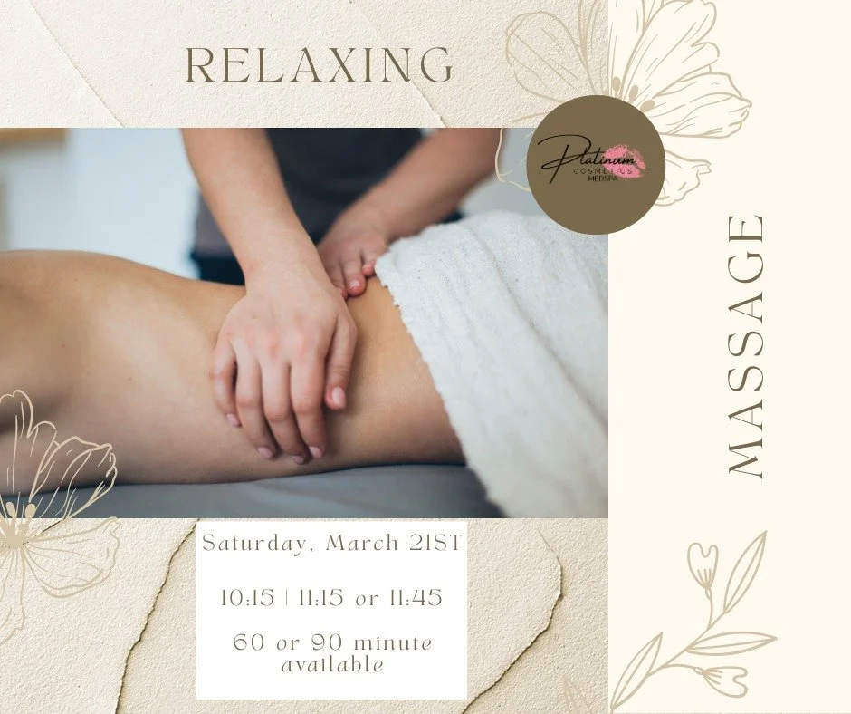 💆&zwj;♀️✨ Massage Openings This Saturday &ndash; March 21st! ✨💆&zwj;♂️

Take a break, unwind, and give your body the reset it deserves. We have limited massage appointments available this Saturday &mdash; and they will go FAST!

🗓 Available Times: