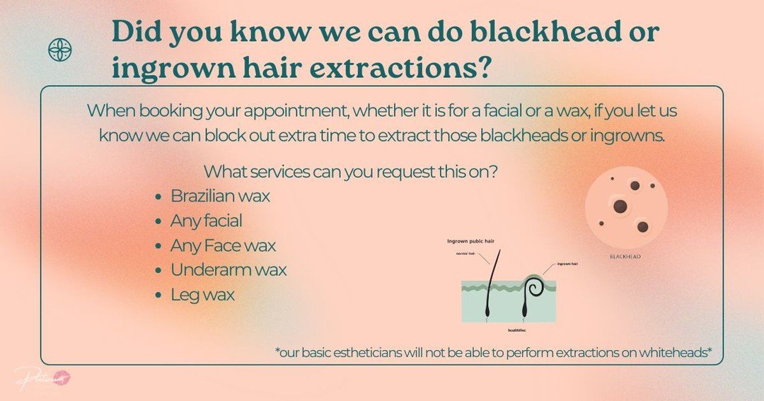 ✨ More Than Just a Service&hellip; It&rsquo;s Results ✨

Did you know our estheticians can perform blackhead and ingrown hair extractions during your waxing services and facials? 🙌

That means smoother skin, fewer bumps, and better overall results &