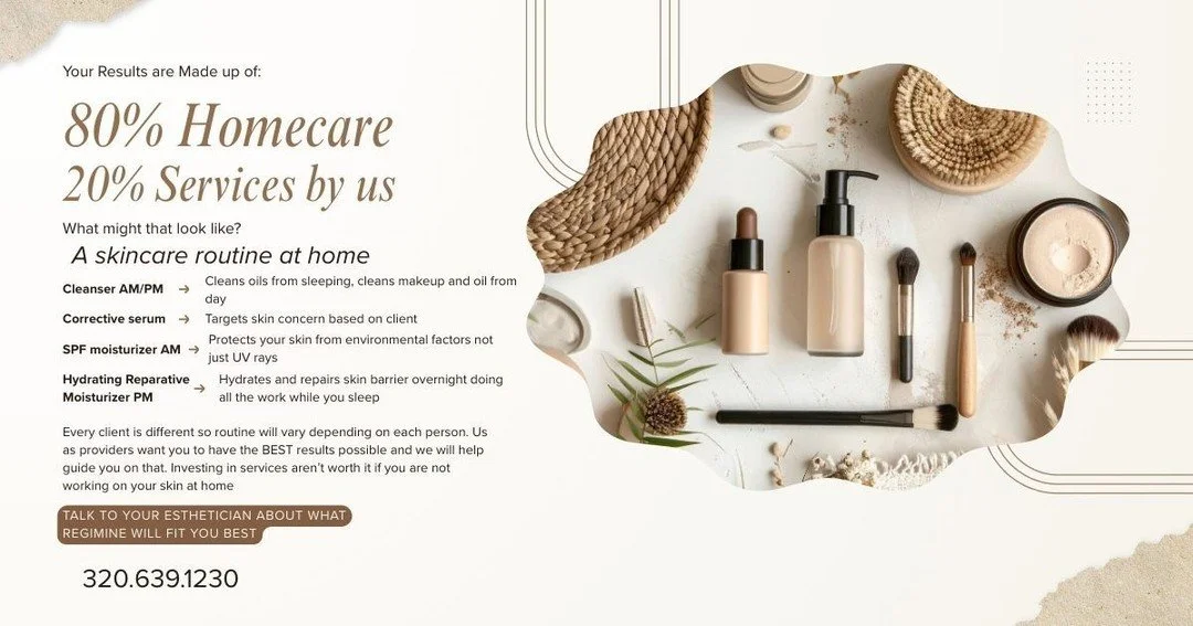 ✨ Your Results Don&rsquo;t Just Happen in the Treatment Room ✨

Did you know about 80% of your skin results come from your at-home routine, and only 20% comes from the treatments we do in the spa?

Professional treatments help jumpstart your skin goa