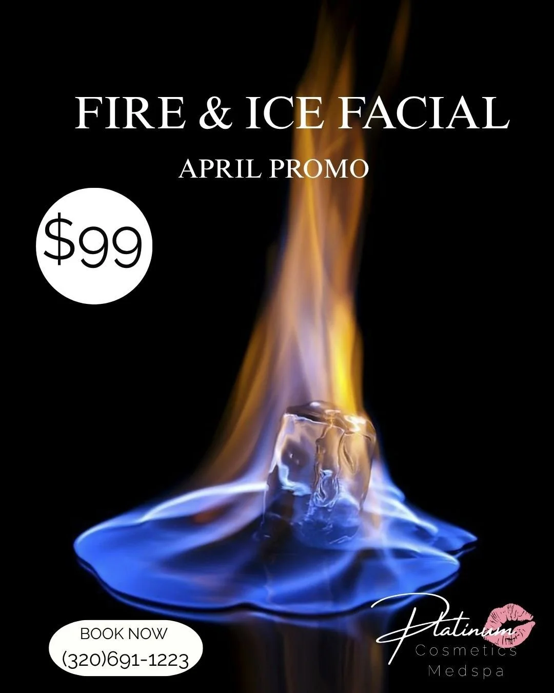Ready to turn up your glow? 🔥❄️✨
Fire &amp; Ice Facial on special for $99 this April!

Instant radiance, smoother skin, and a refreshed look&mdash;yes please.
Book now before it fills up 💖
