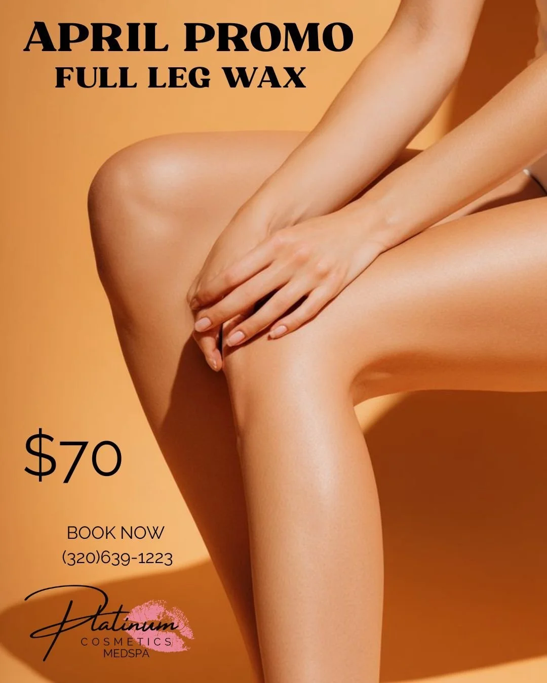 Say goodbye to shaving 👋✨
Our Full Leg Wax is just $70 this April&mdash;leaving your skin smooth, soft, and flawless for weeks.

Call now to secure your spot 💖