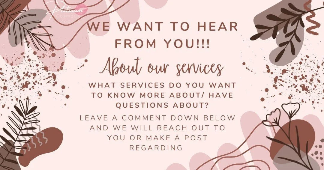 We want to hear from YOU 🤍✨
What services are you curious about? What have you been thinking about trying but want to know more first? 👀
Facials, waxing, IV therapy, injectables, laser&hellip; nothing is off limits!
Drop your questions or the servi