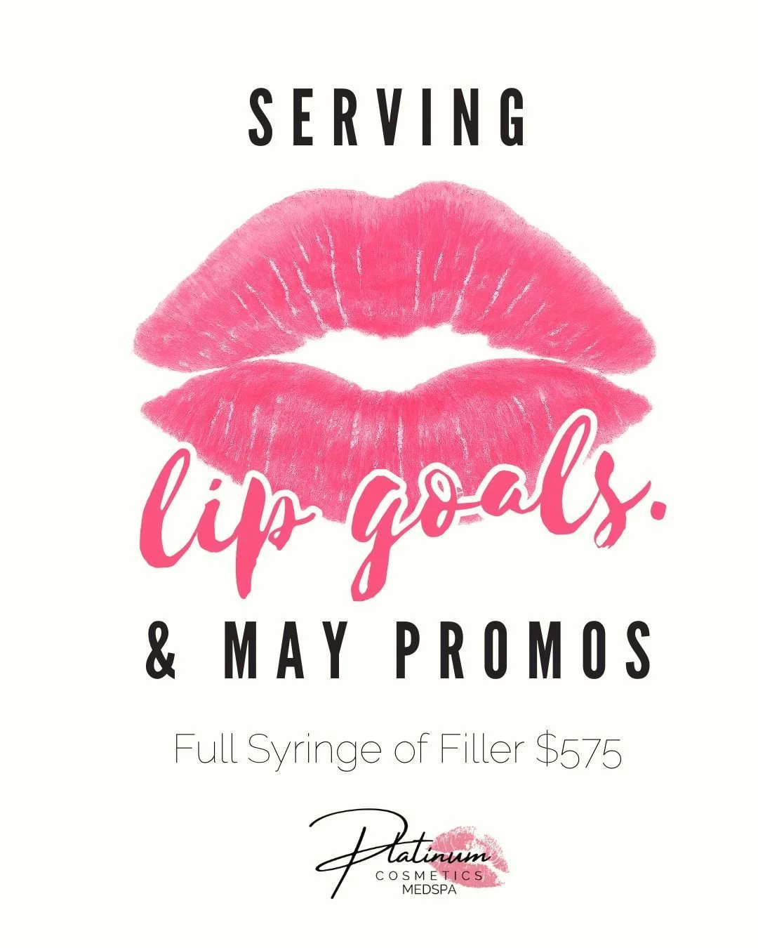 MAY PROMO 🌸

💉 Lip Filler &ndash; $575 per syringe

Enhance your natural beauty with soft, balanced results 🤍
📞 320.639.1230