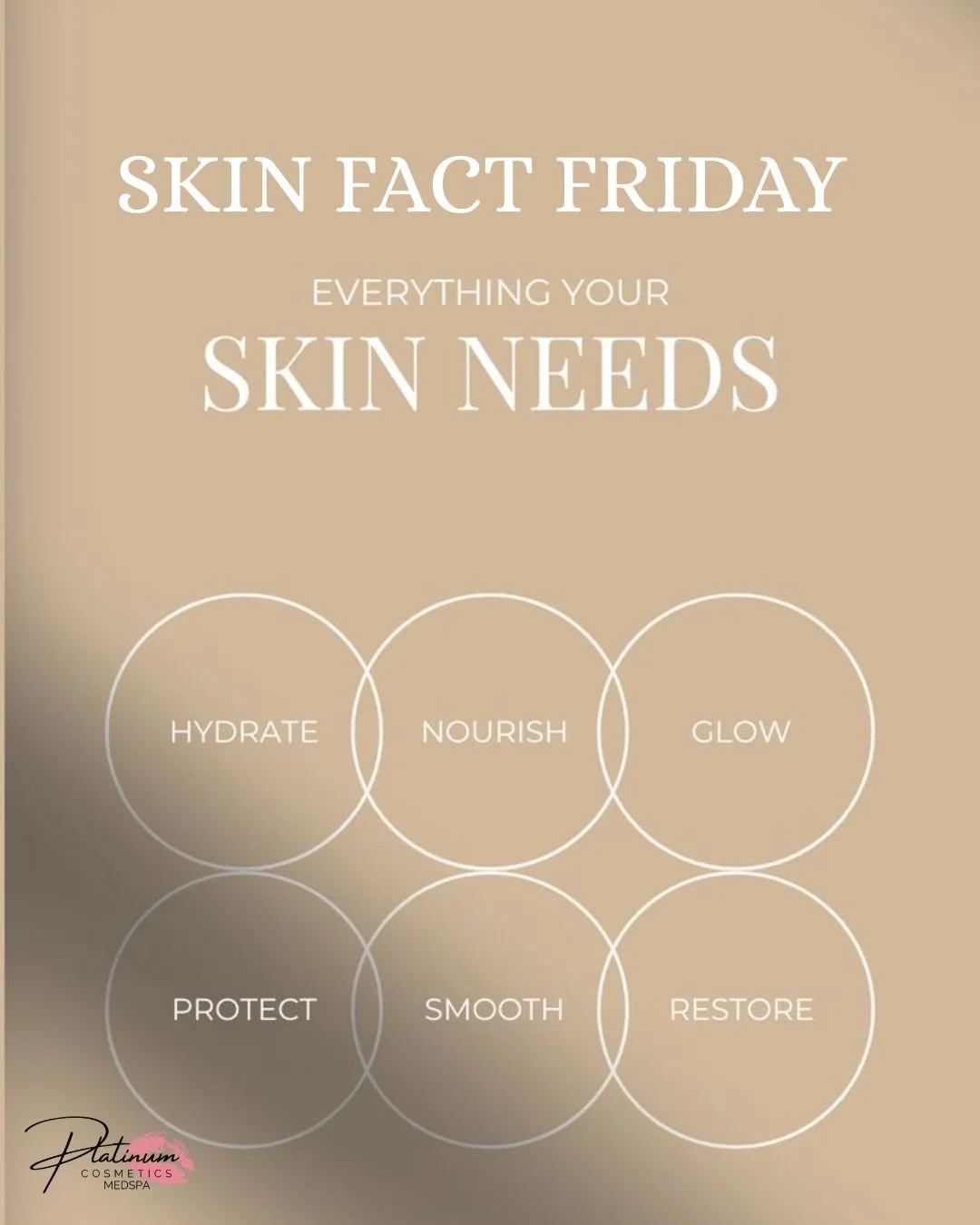 Skin Fact Friday ✨

Everything your skin needs:
💧 Hydrate
🌿 Nourish
✨ Glow
☀️ Protect
🤍 Smooth
🔄 Restore

Simple habits = healthy, radiant skin