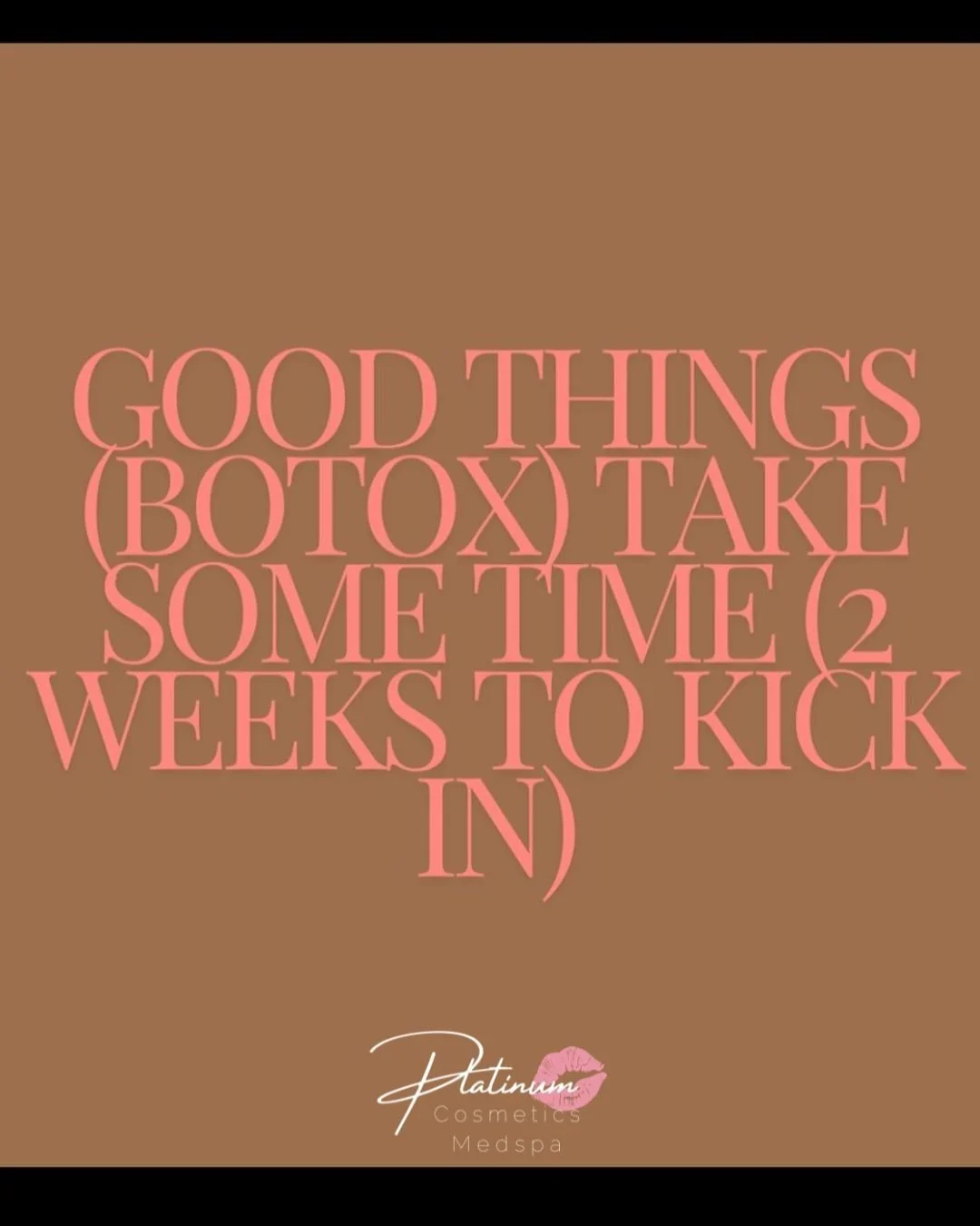 Good things take time&hellip; and yes, that includes Botox 💉✨

Your results don&rsquo;t happen overnight &mdash; Botox can take up to 14 days to fully kick in 😉

Trust the process 🤍 Smooth, refreshed results are worth the wait!
