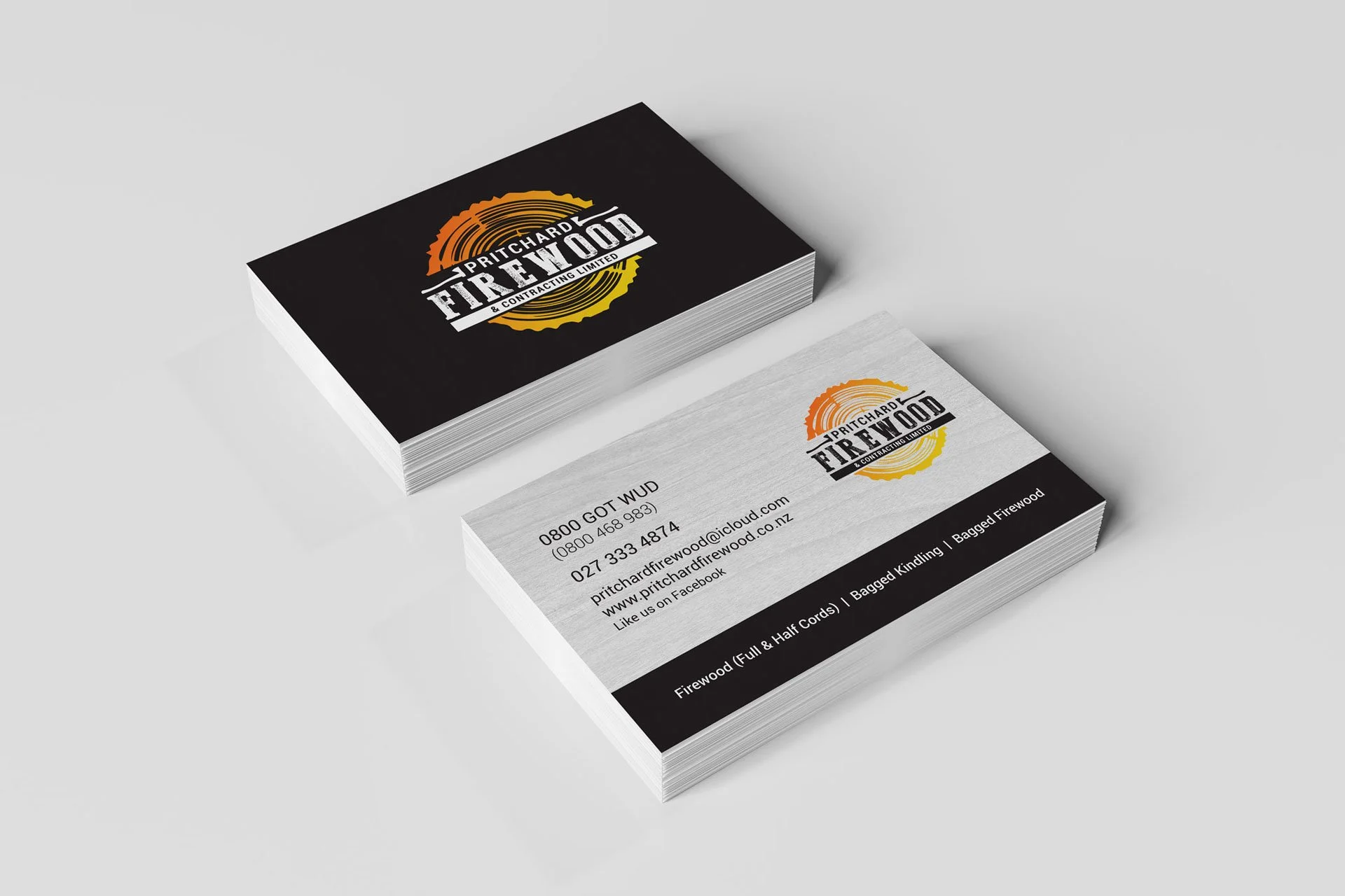 Business Card design for Pritchard Firewood by Jayne Millar Design