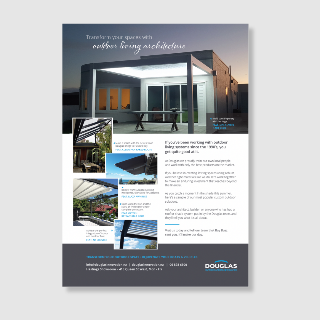 Full page magazine ad for Douglas Innovation by Jayne Millar Design
