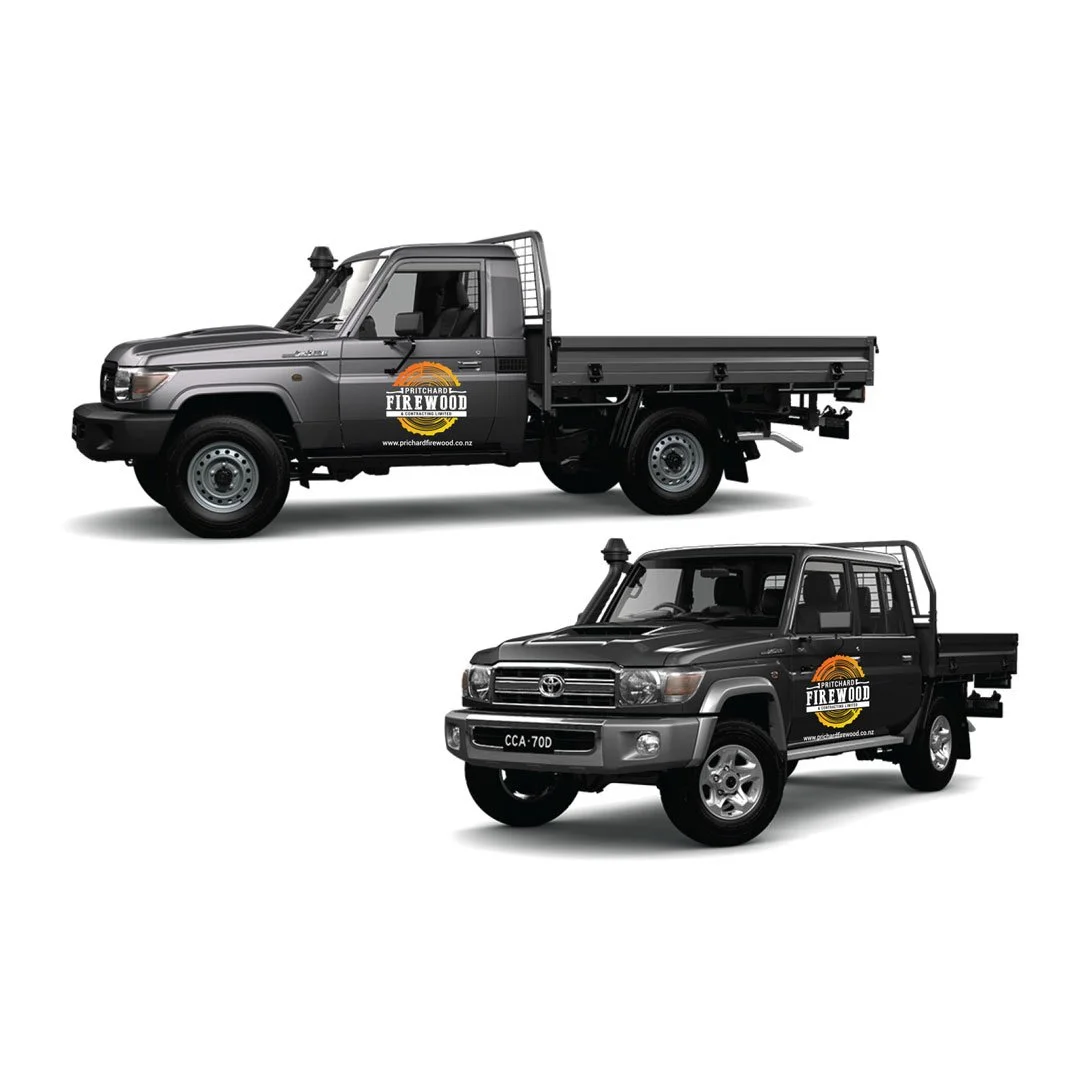 Vehicle signage design for Pritchard Firewood by Jayne Millar Design