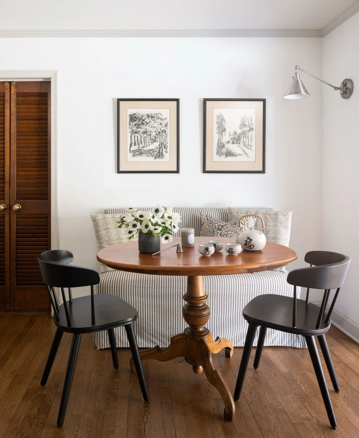 This quiet corner of our home is where the kids curl up together each morning, where we share stories over dinner, and in many ways, is the true heart of our home.

Because it connects the kitchen, dining room, den, and family room, thinking through 