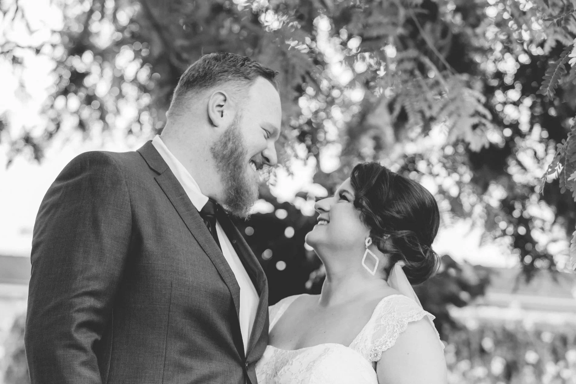 Groom and Bride looking at each other lovingly